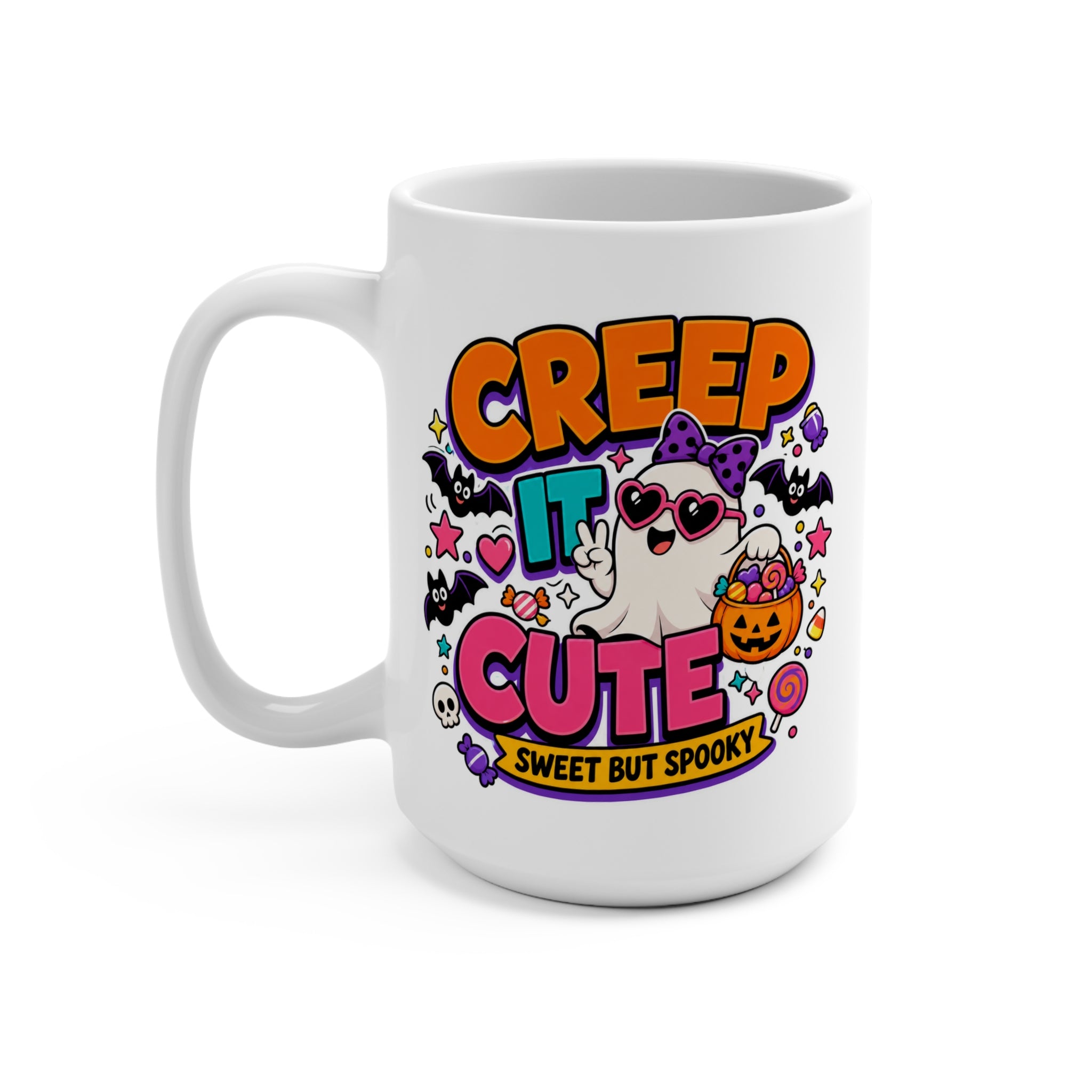 Creep It Cute Mug - Halloween Coffee Cup - Sweet but Spooky Ghost Mug - Fun Fall Gift
