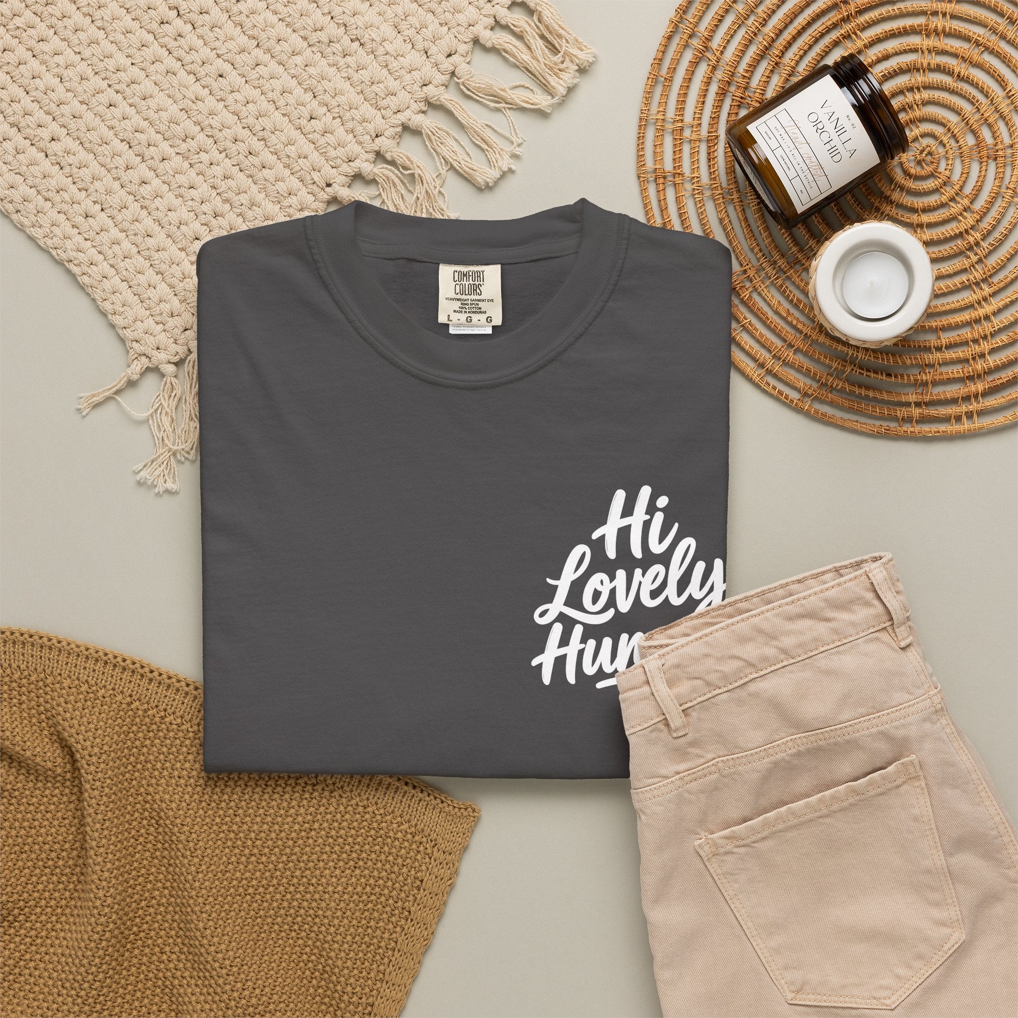 Hi Lovely Human — Inspirational Garment-Dyed Adult T-Shirt
