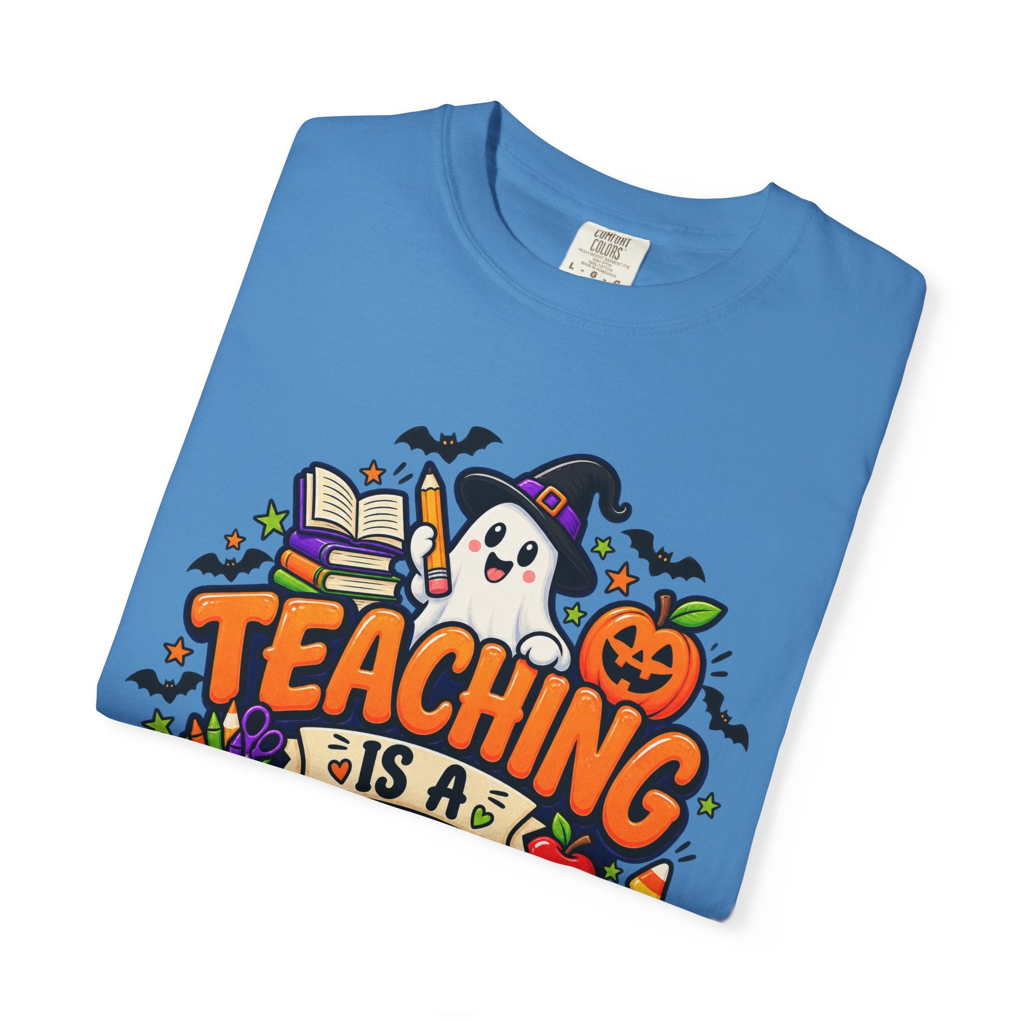 Teaching Is a Treat Halloween T-Shirt — Cute Ghost & Pumpkin Teacher Tee