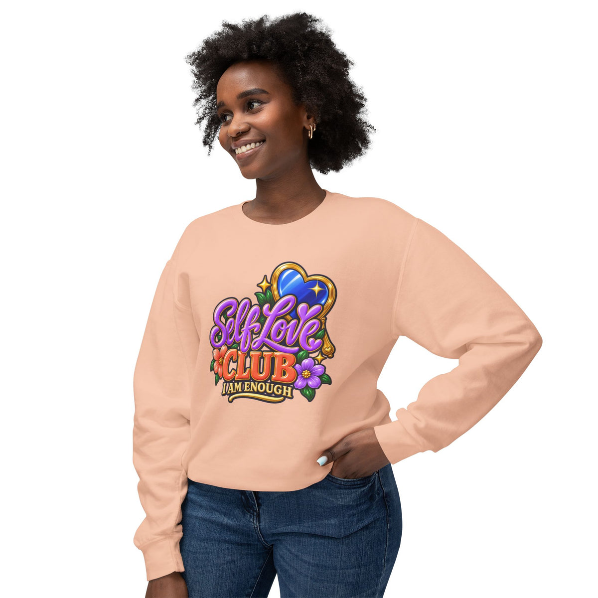 Self Love Club Sweatshirt — "I Am Enough" Graphic Crewneck 💙✨