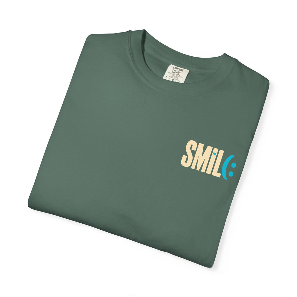 SMIL(: IT’S FREE. Charcoal & Plum Front-and-Back Tee