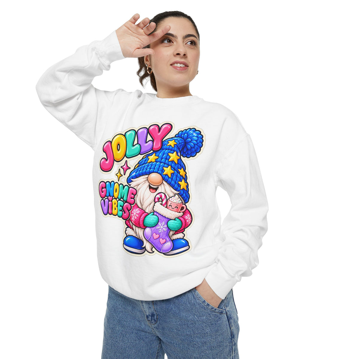 Jolly Gnome Vibes Christmas Sweatshirt