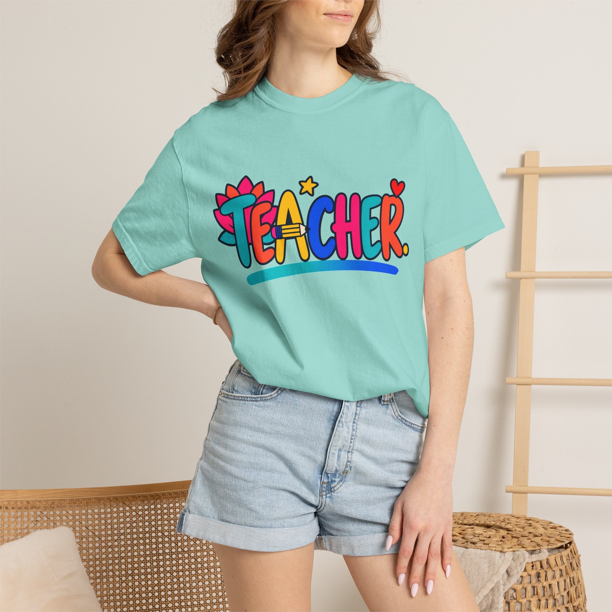 Colorful Teacher Comfort Colors® Heavyweight Tee 🍎✏️