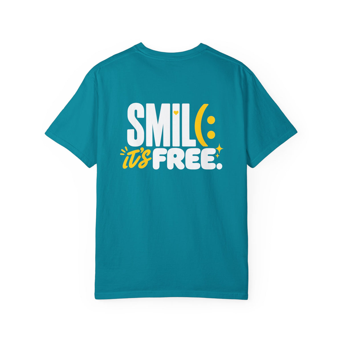 SMIL(: IT’S FREE. White & Yellow Front-and-Back Garment-Dyed Tee