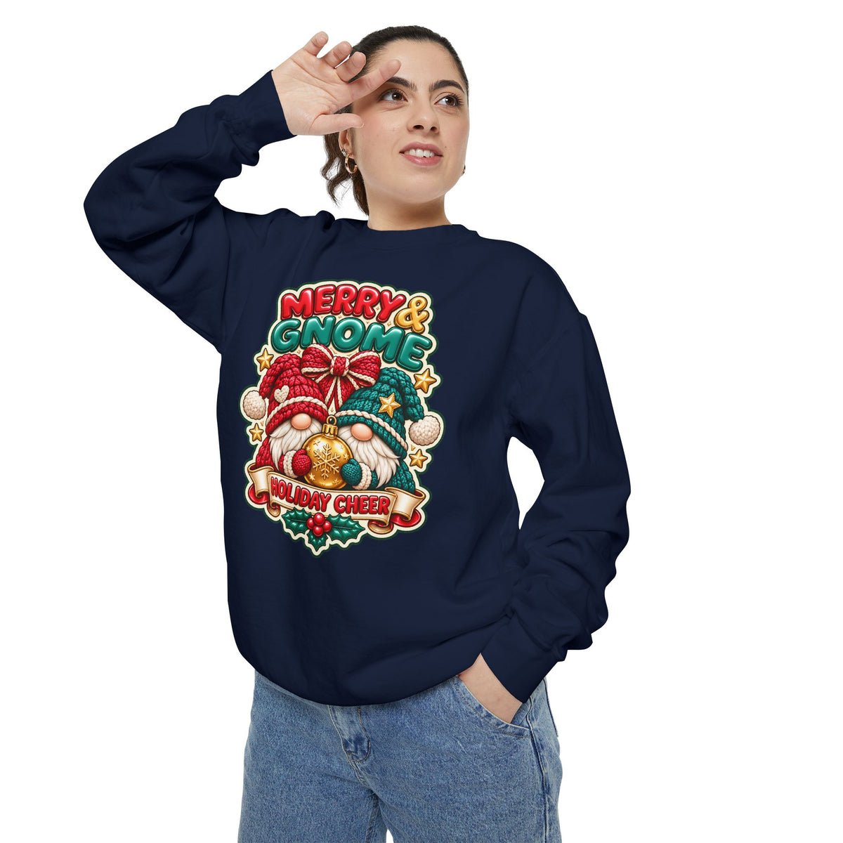 Merry and Gnome Holiday Cheer Sweatshirt — Cute Christmas Design