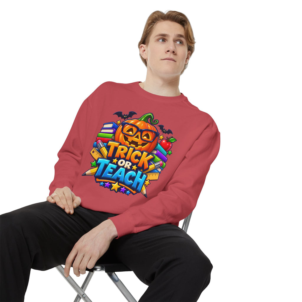Trick or Teach Halloween Teacher Sweatshirt 🎃📚 | Pumpkin School Crewneck