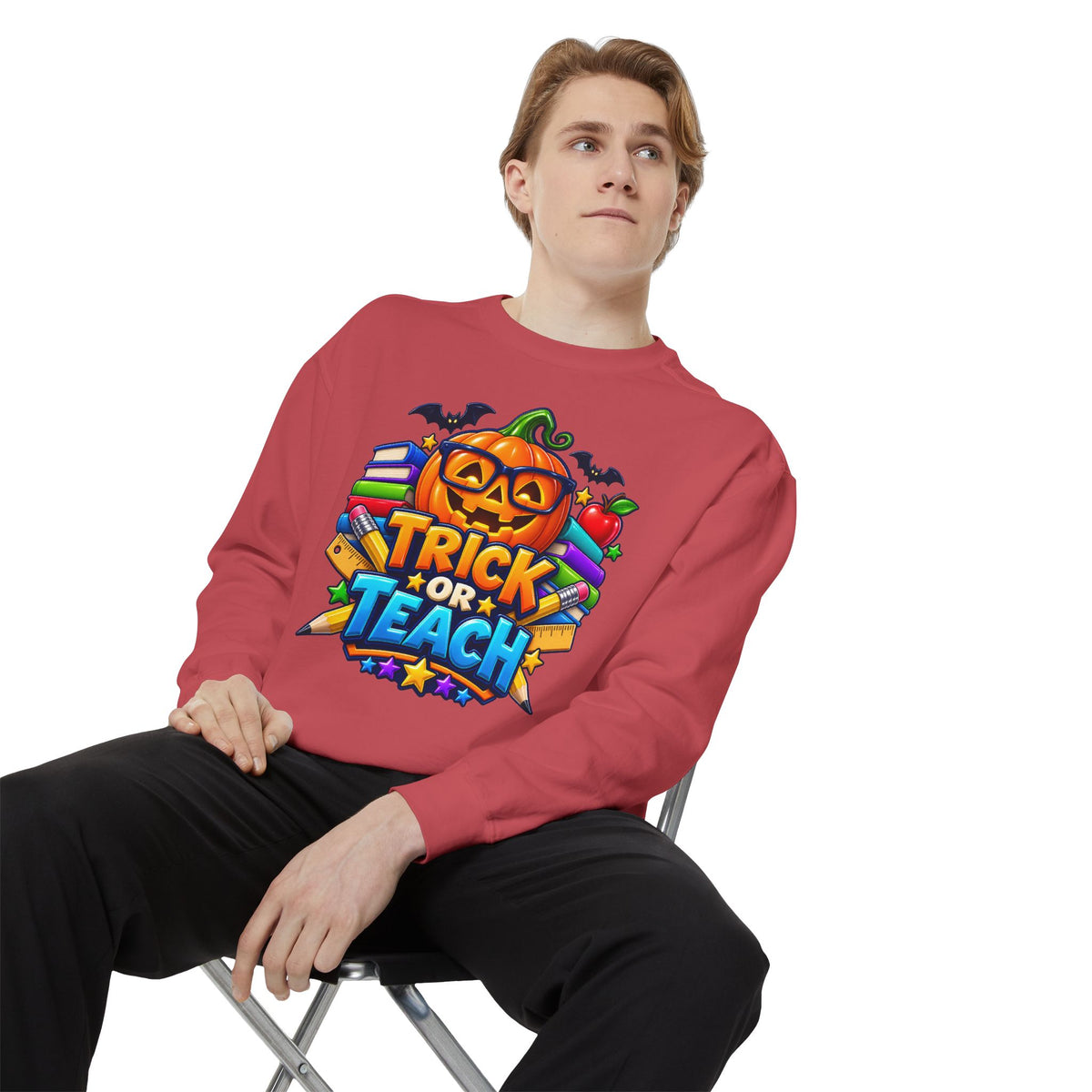 Trick or Teach Halloween Teacher Sweatshirt 🎃📚 | Pumpkin School Crewneck