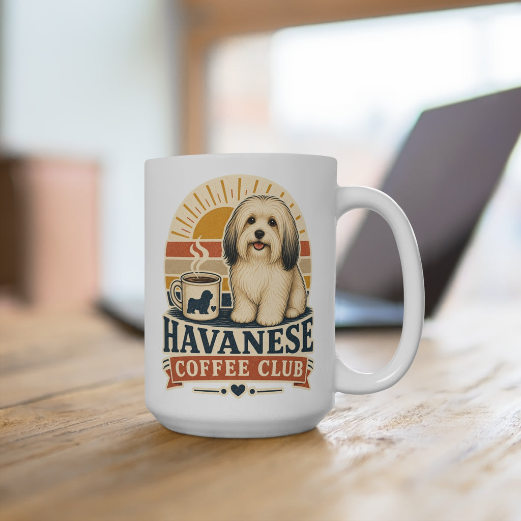 ￼Havanese Coffee Club Mug - Retro Dog Lover Coffee Cup - Havanese Mom, Dad and Pet Owner Gift