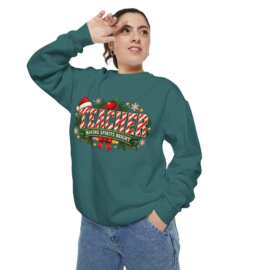 Teacher Making Spirits Bright Christmas Sweatshirt