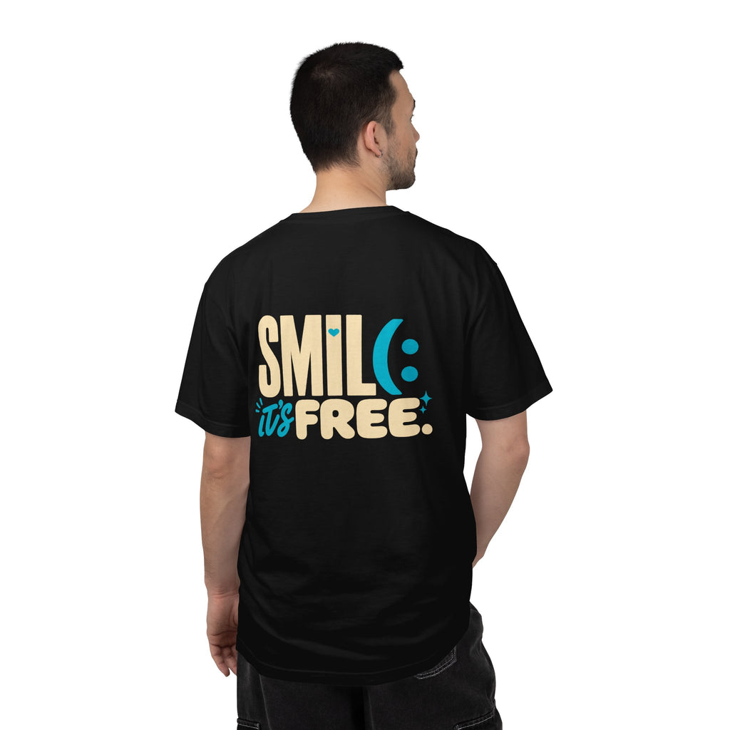SMIL(: IT’S FREE. Charcoal & Plum Front-and-Back Tee