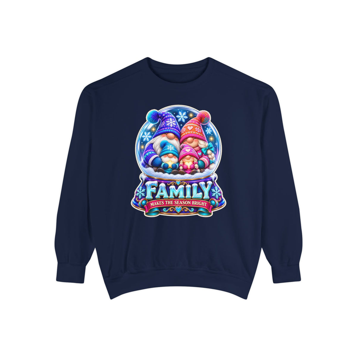 Family Gnome Christmas Sweatshirt "Family Makes the Season Bright"