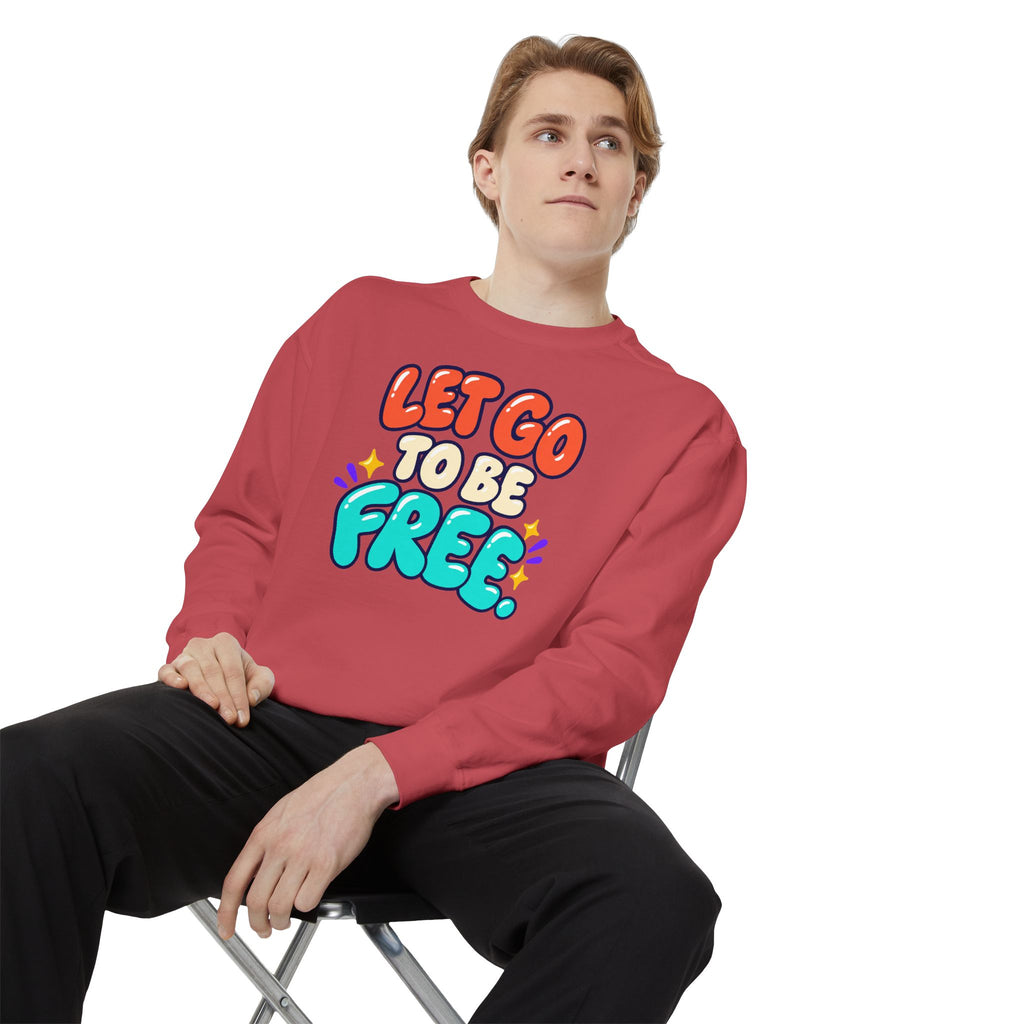 Let Go to Be Free Relaxed-Fit Sweatshirt — Lavender & Gray