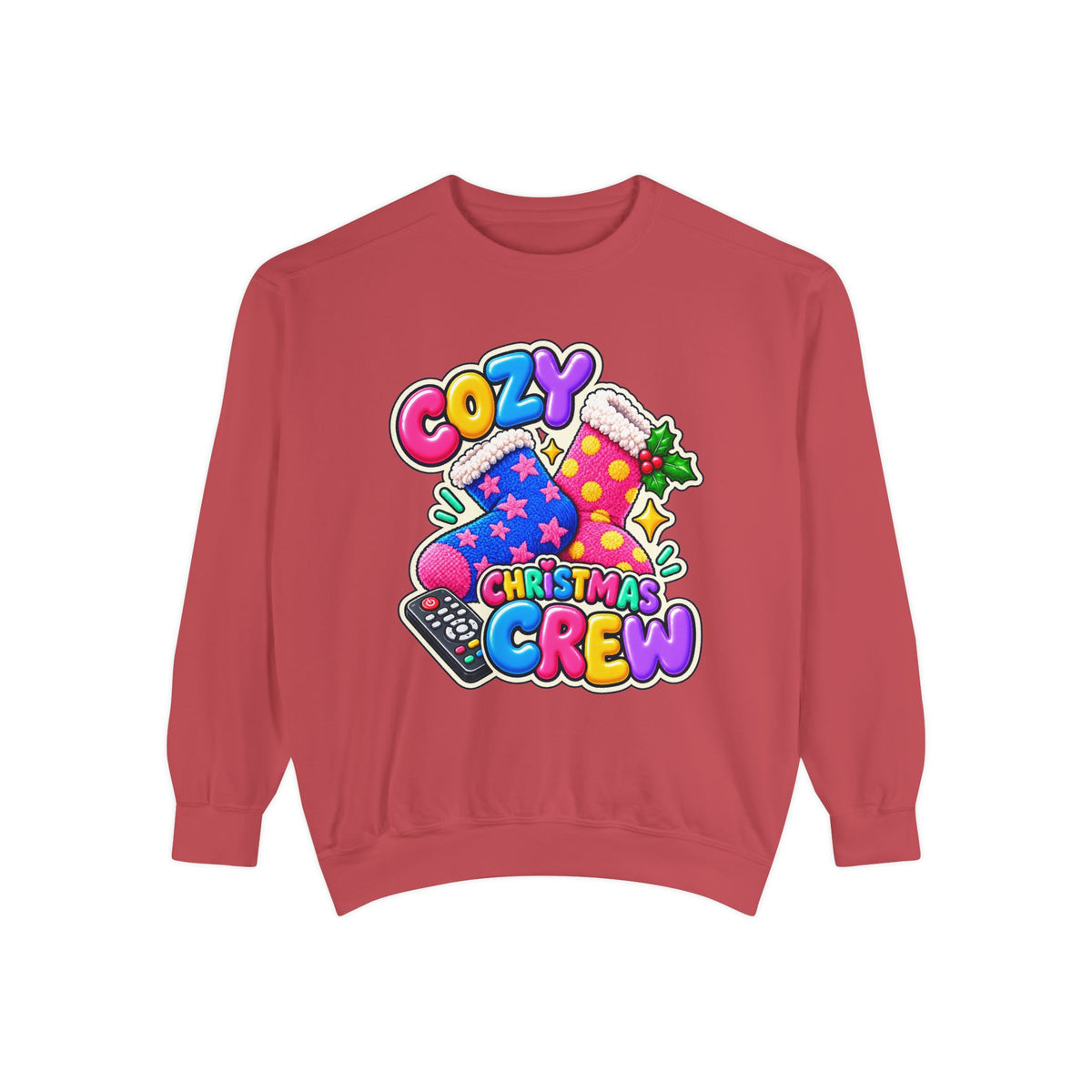 Cozy Christmas Crew Crewneck Sweatshirt 🧦🎄📺