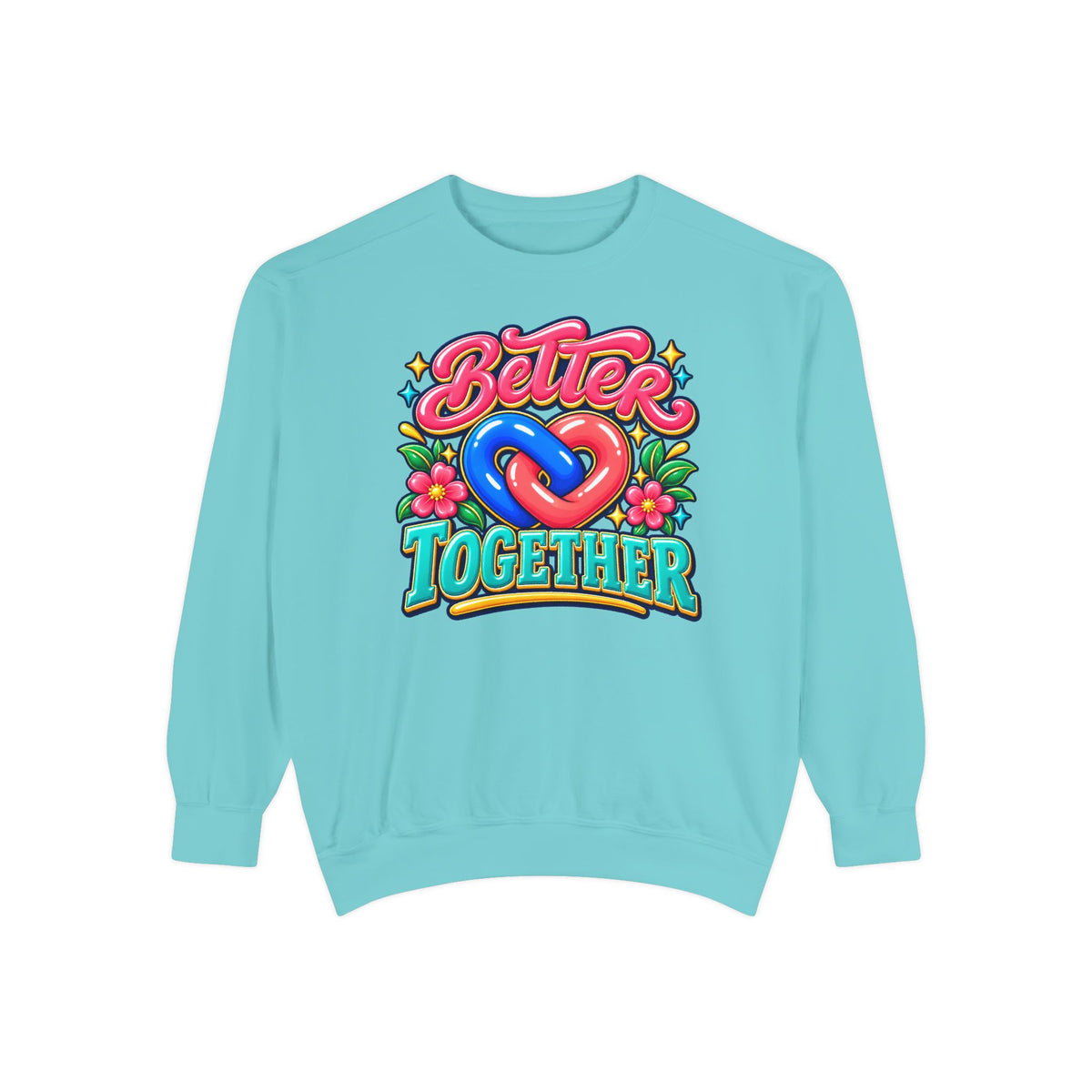 Better Together Heart Sweatshirt — Yellow & Aqua