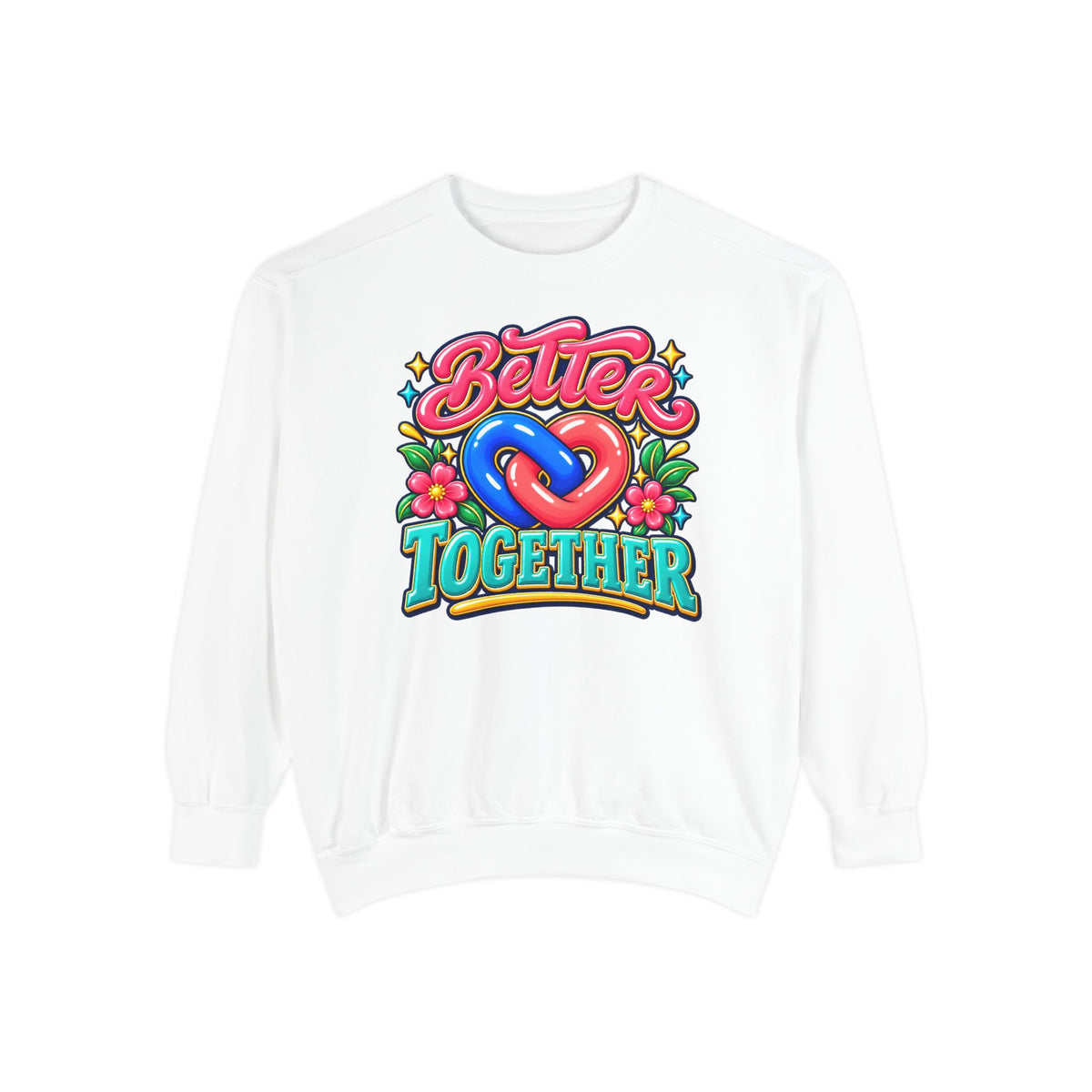 Better Together Heart Sweatshirt — Yellow & Aqua