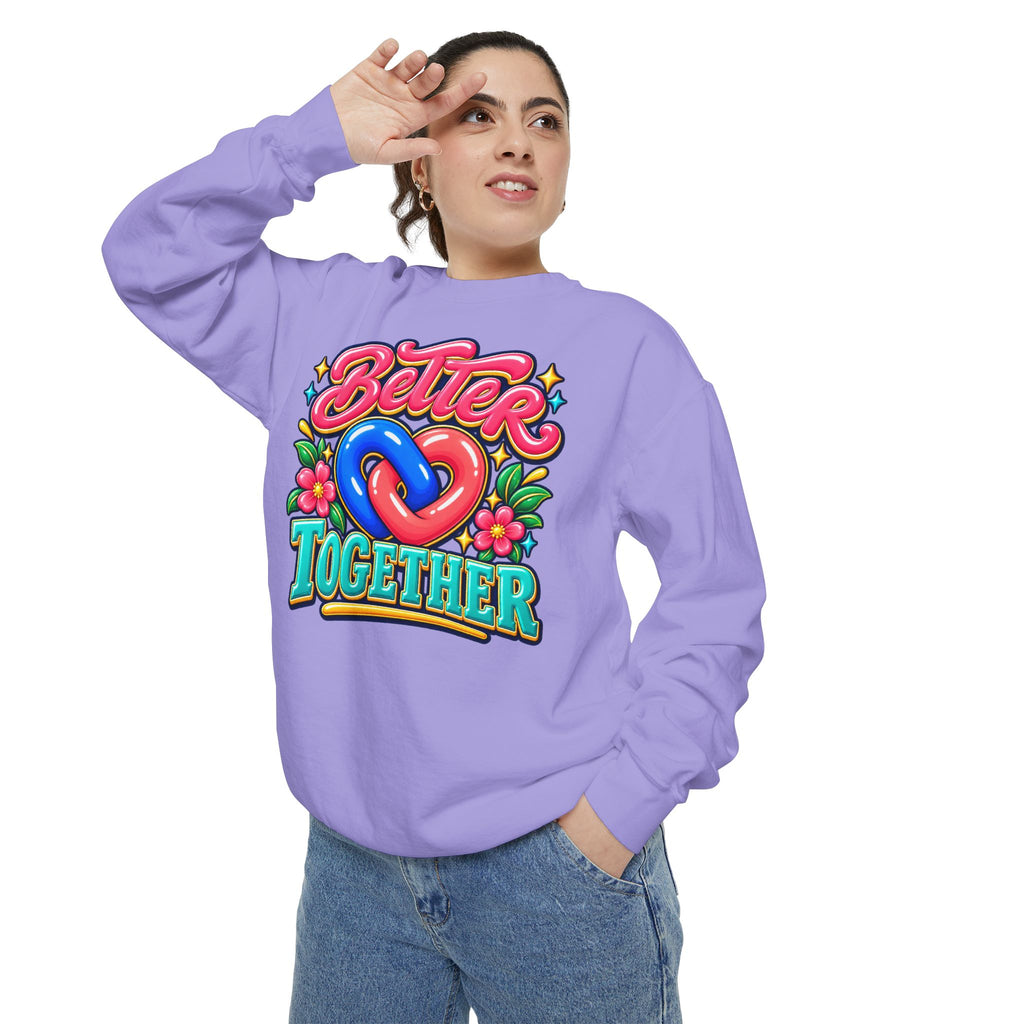 Better Together Heart Sweatshirt — Yellow & Aqua