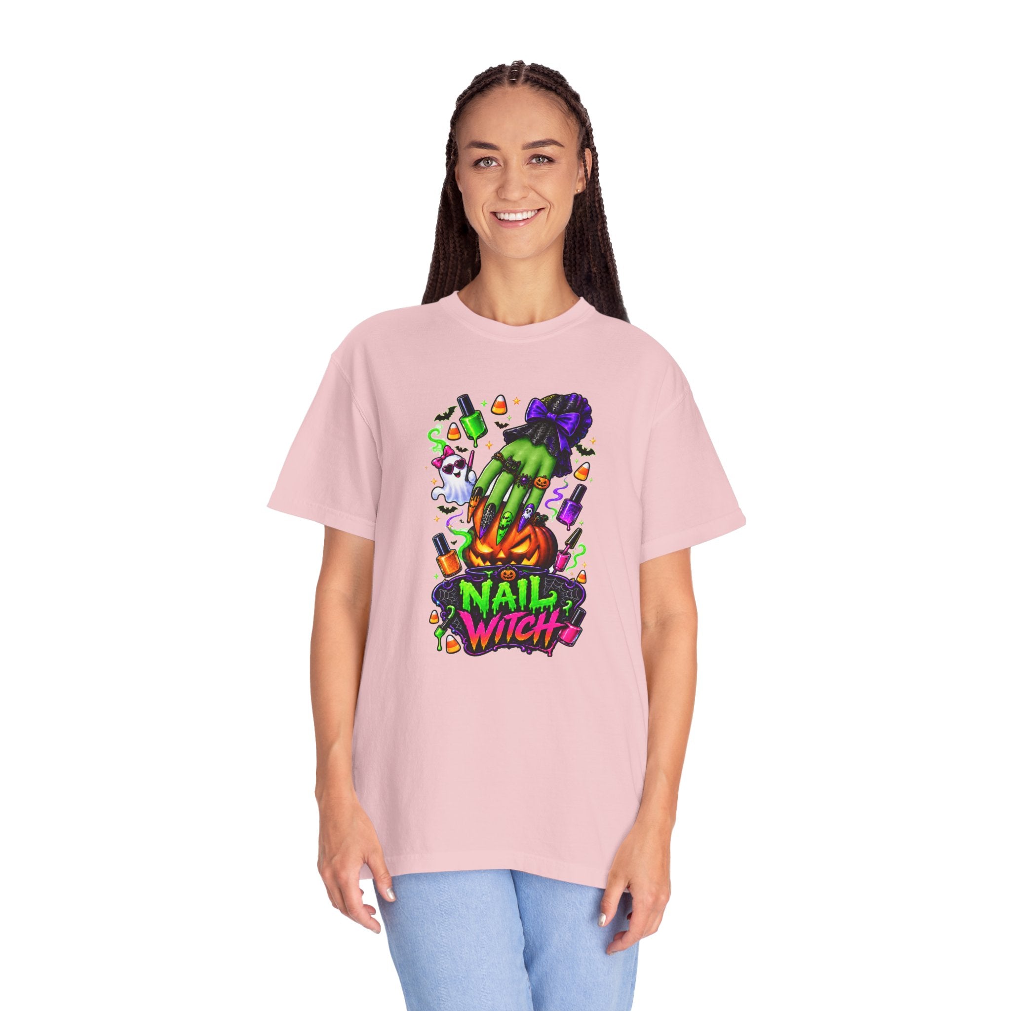 Nail Witch Halloween Tee – Adult Unisex Nail Tech & Beauty Salon Shirt