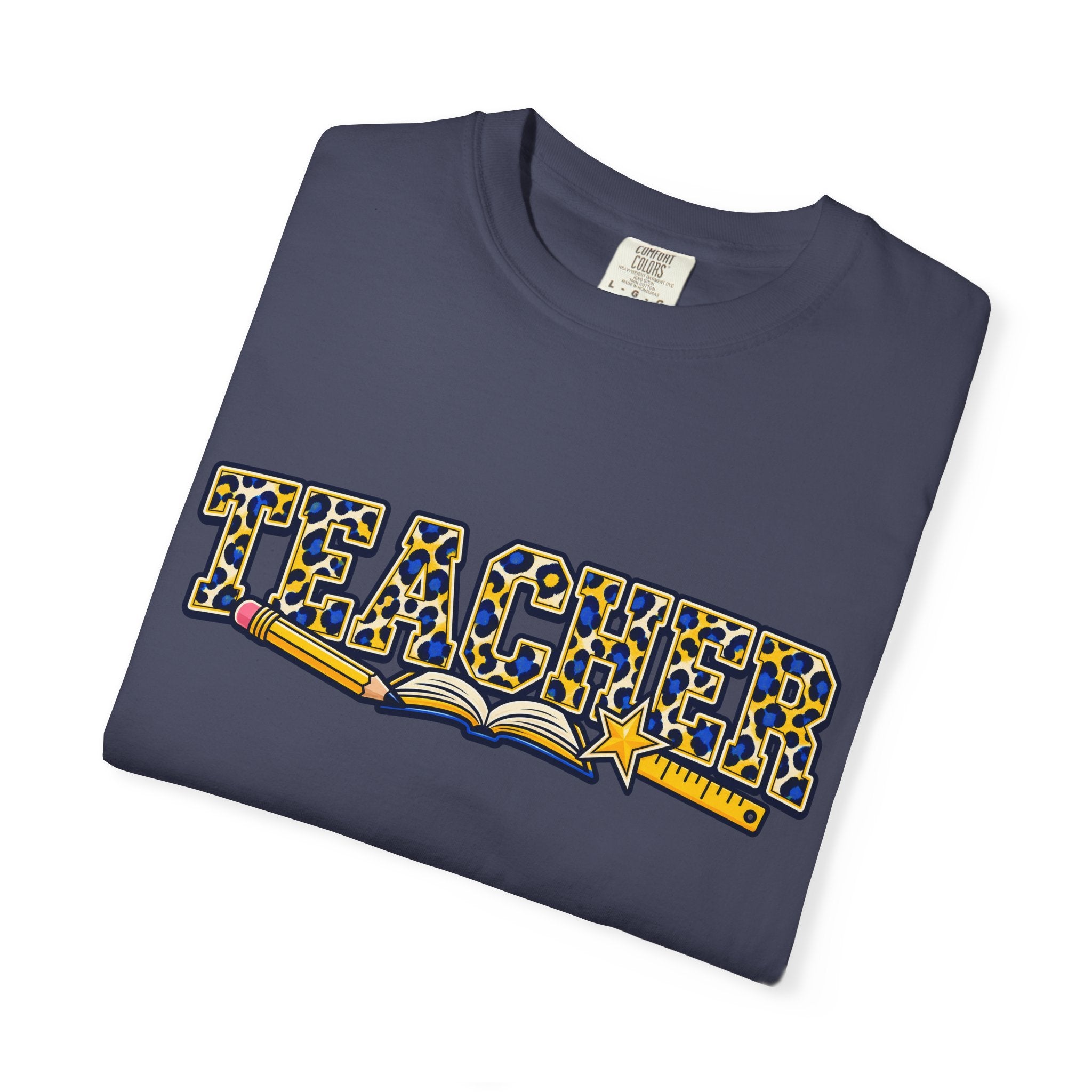 Leopard Print Teacher Comfort Colors® Heavyweight Tee 🍎✏️