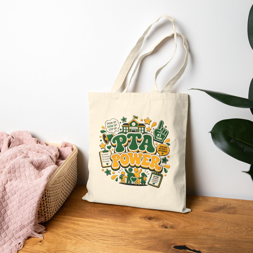 PTA Power Groovy Two-Tone School Volunteer Spirit Wear - Canvas Tote Bag