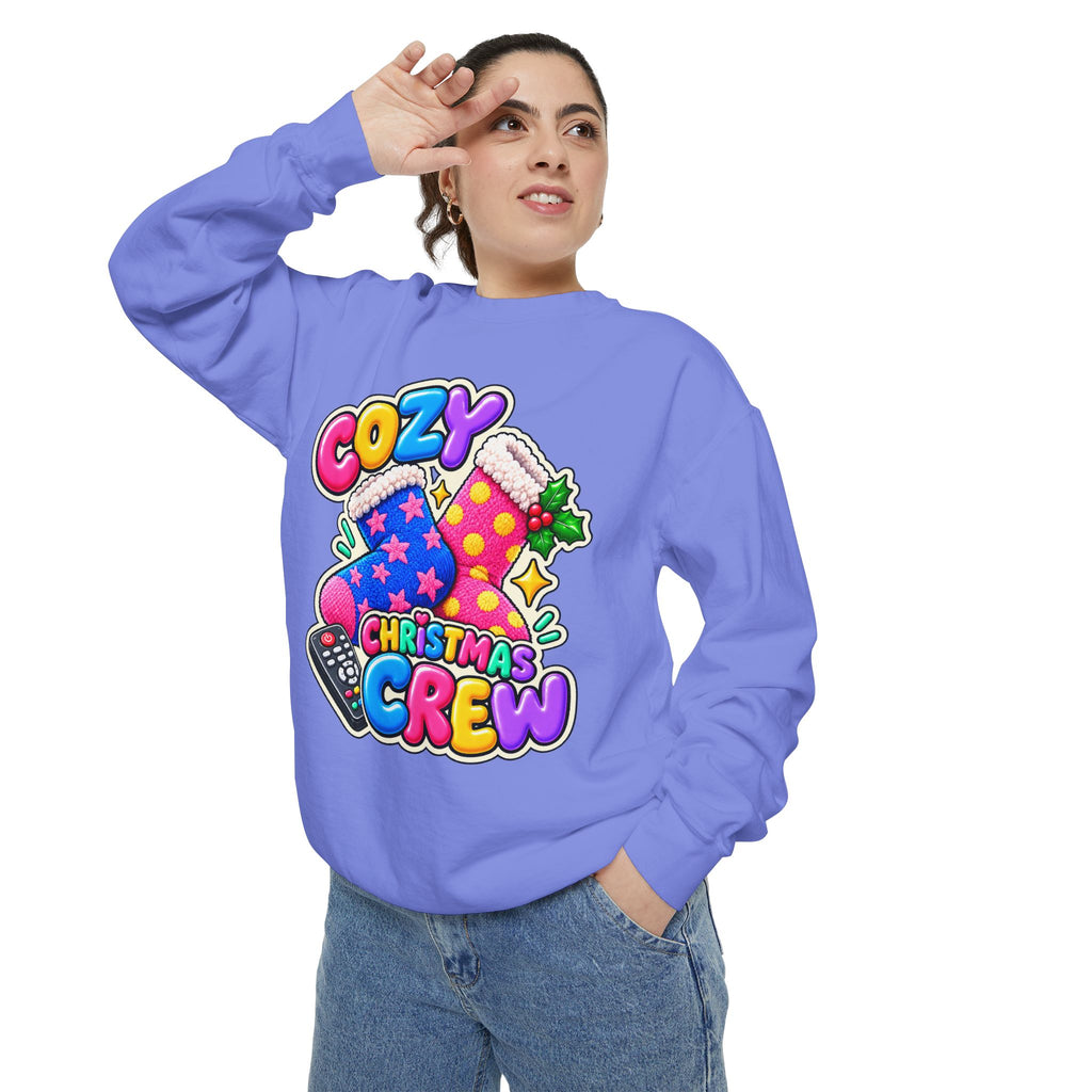 Cozy Christmas Crew Crewneck Sweatshirt 🧦🎄📺