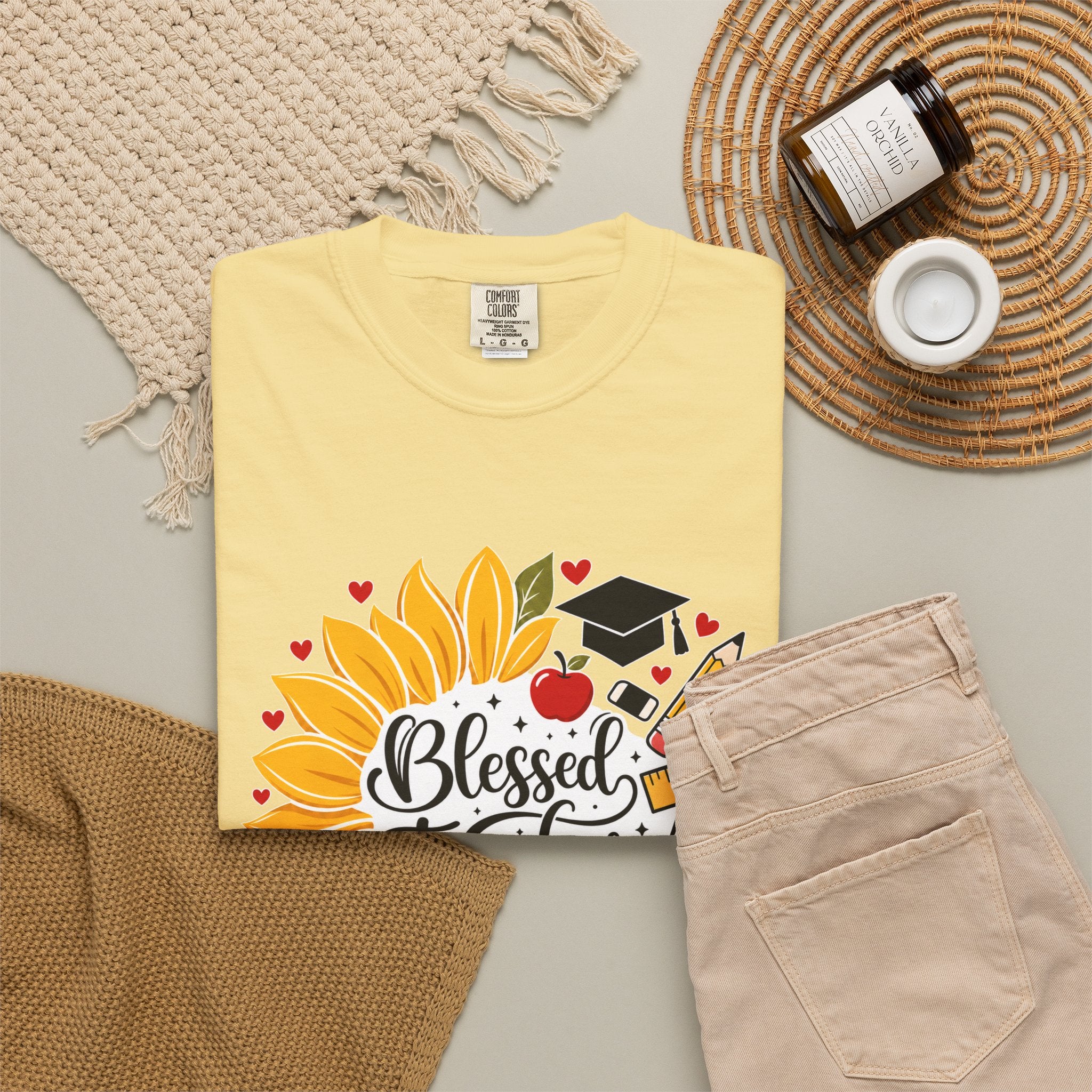 Blessed Teacher Heavyweight Tee 🌻📚✏️