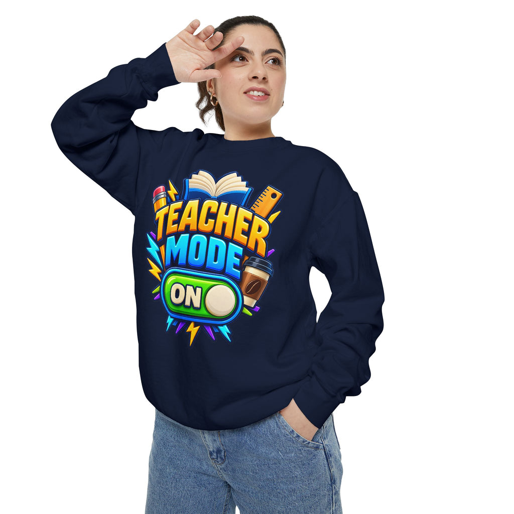 Teacher Mode On Sweatshirt 📚☕ | Funny Teacher Crewneck