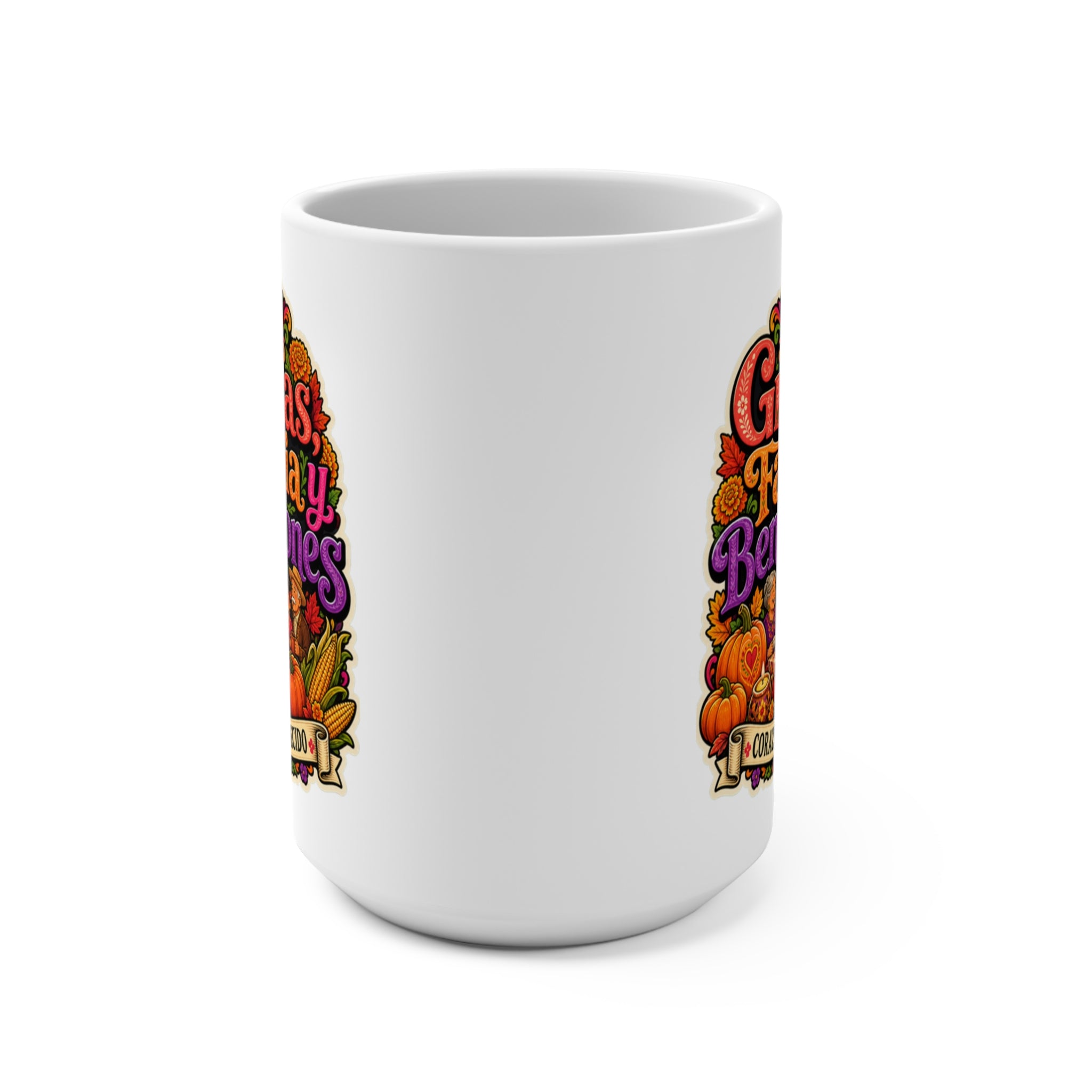 Gracias Familia Bendiciones Mug - Corazón Agradecido Coffee Cup - Hispanic Family Gratitude Gift for Latina Moms, Abuelas and Loved Ones