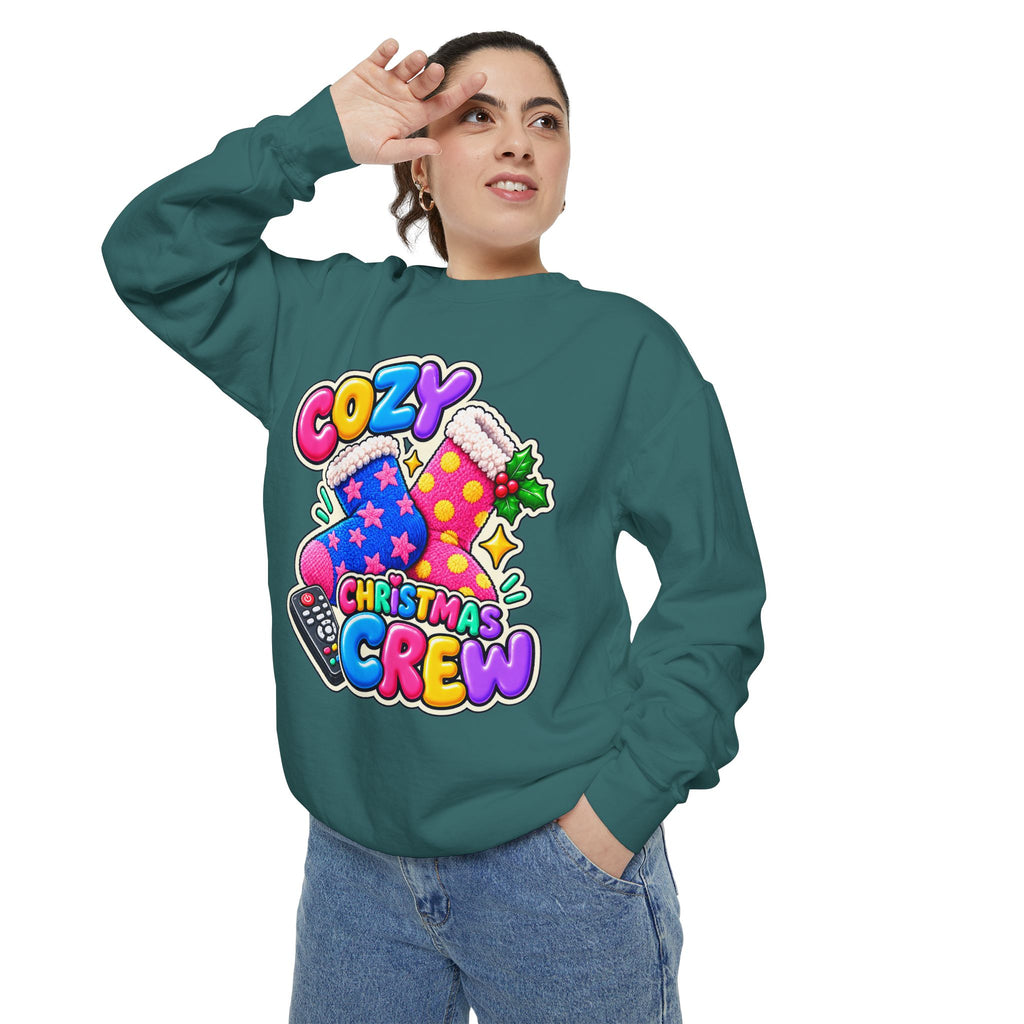 Cozy Christmas Crew Crewneck Sweatshirt 🧦🎄📺