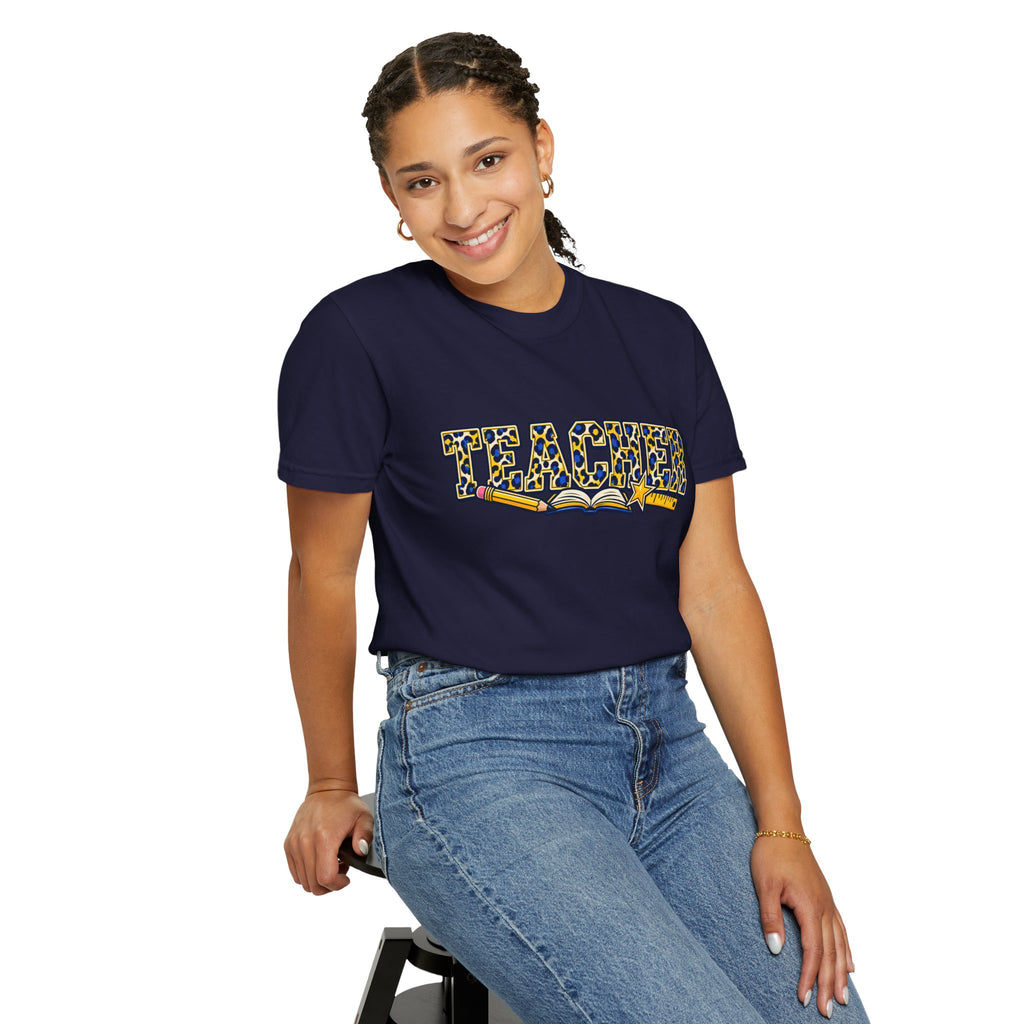 Leopard Print Teacher Comfort Colors® Heavyweight Tee 🍎✏️