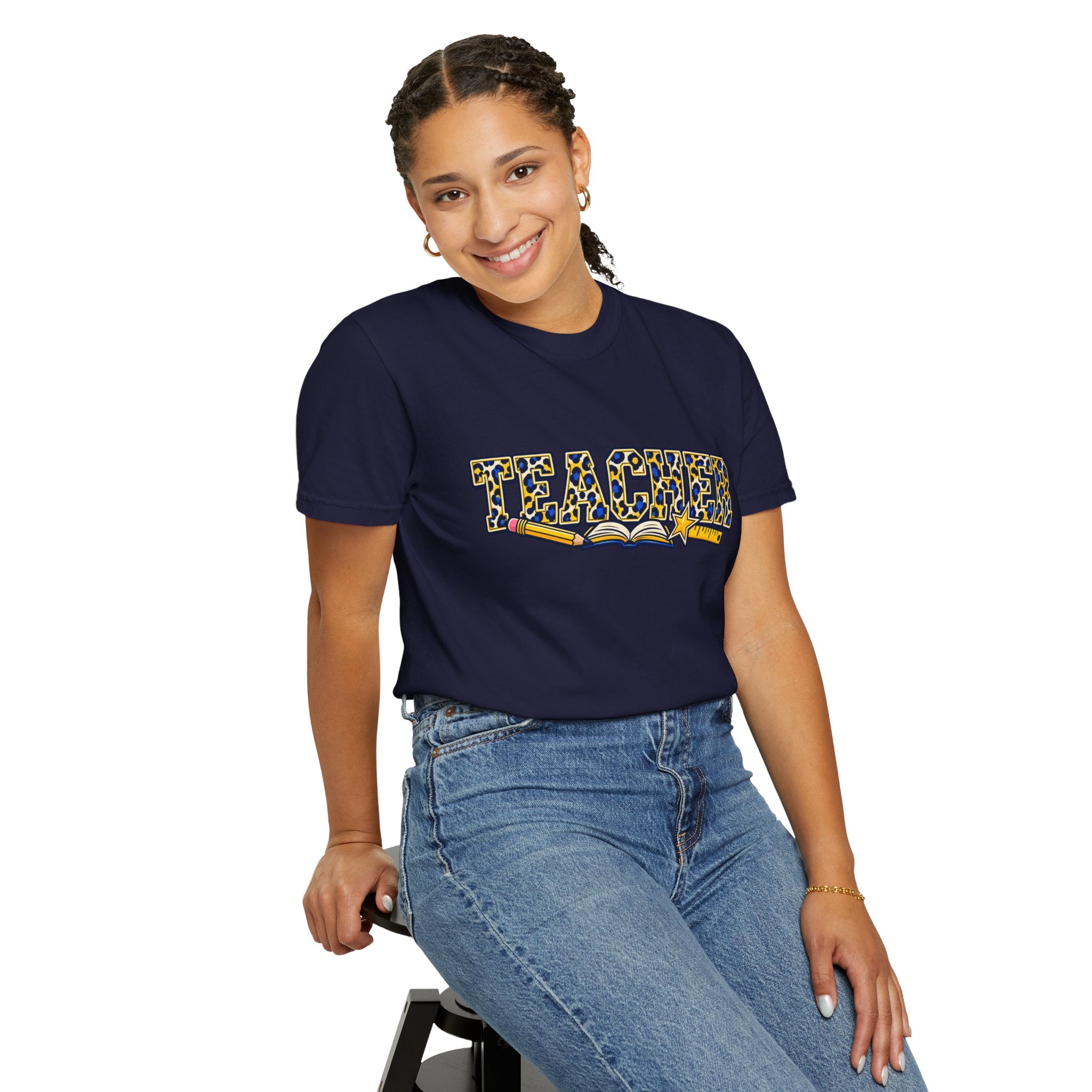 Leopard Print Teacher Comfort Colors® Heavyweight Tee 🍎✏️