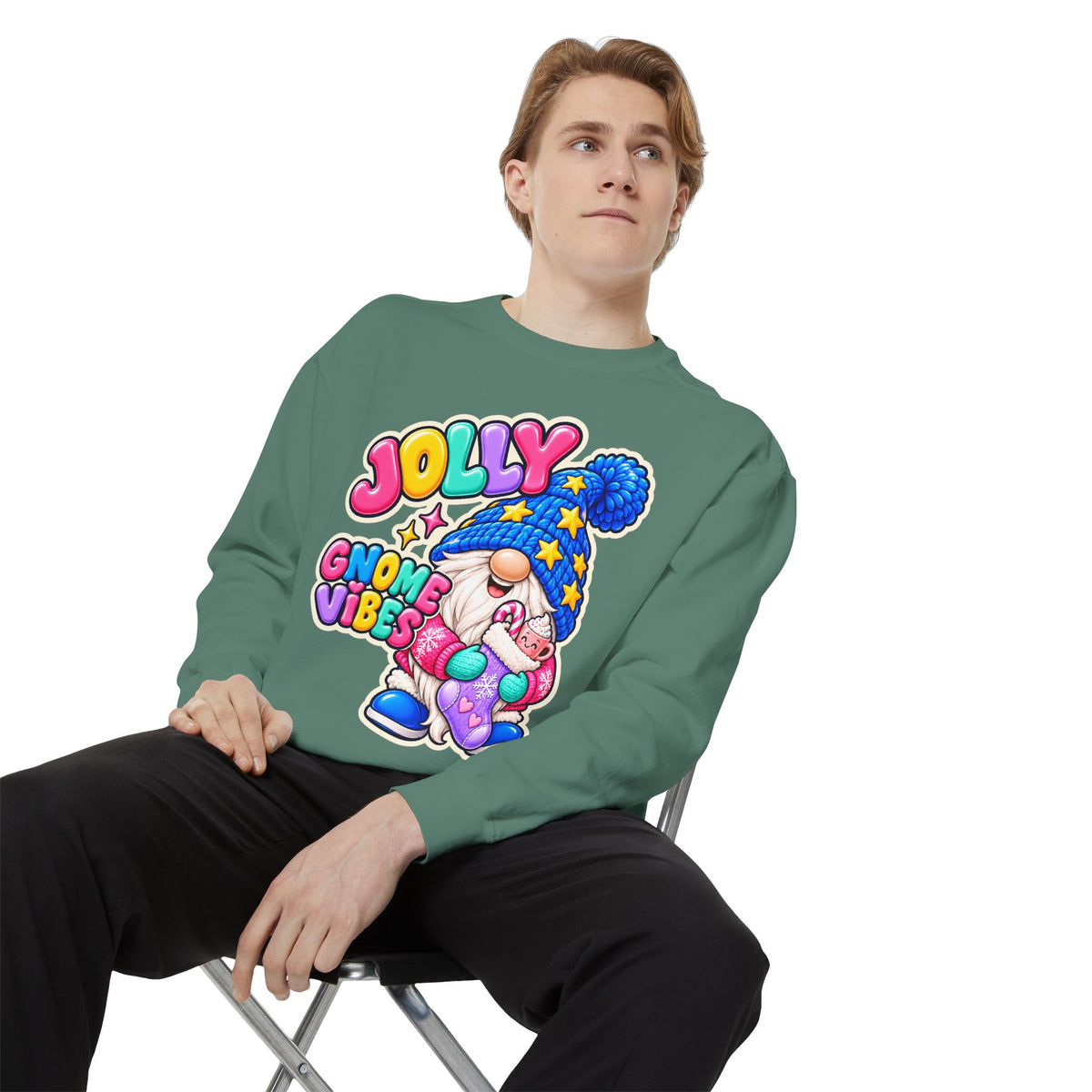 Jolly Gnome Vibes Christmas Sweatshirt