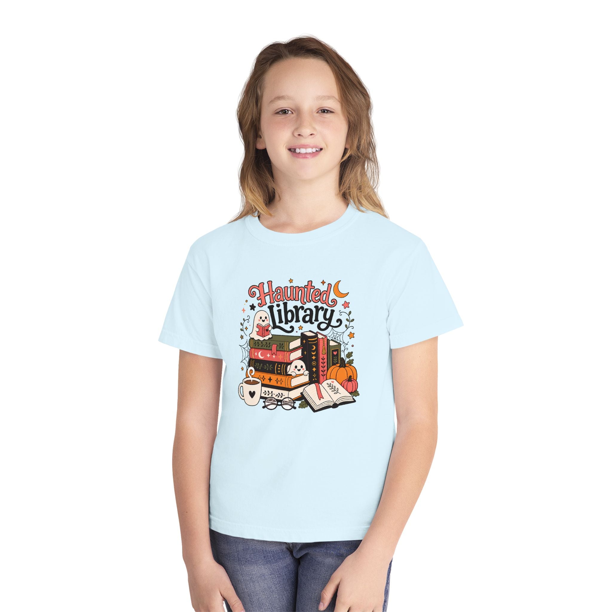 Haunted Library Youth Retro Tee 🎃📚