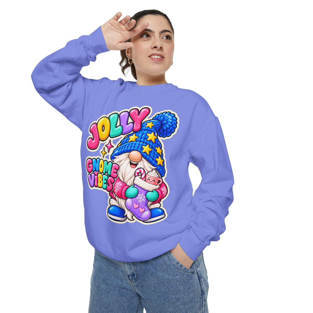 Jolly Gnome Vibes Christmas Sweatshirt