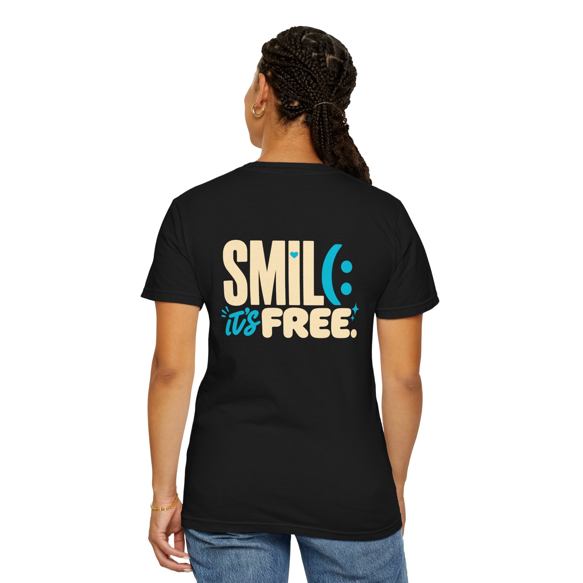 SMIL(: IT’S FREE. Charcoal & Plum Front-and-Back Tee