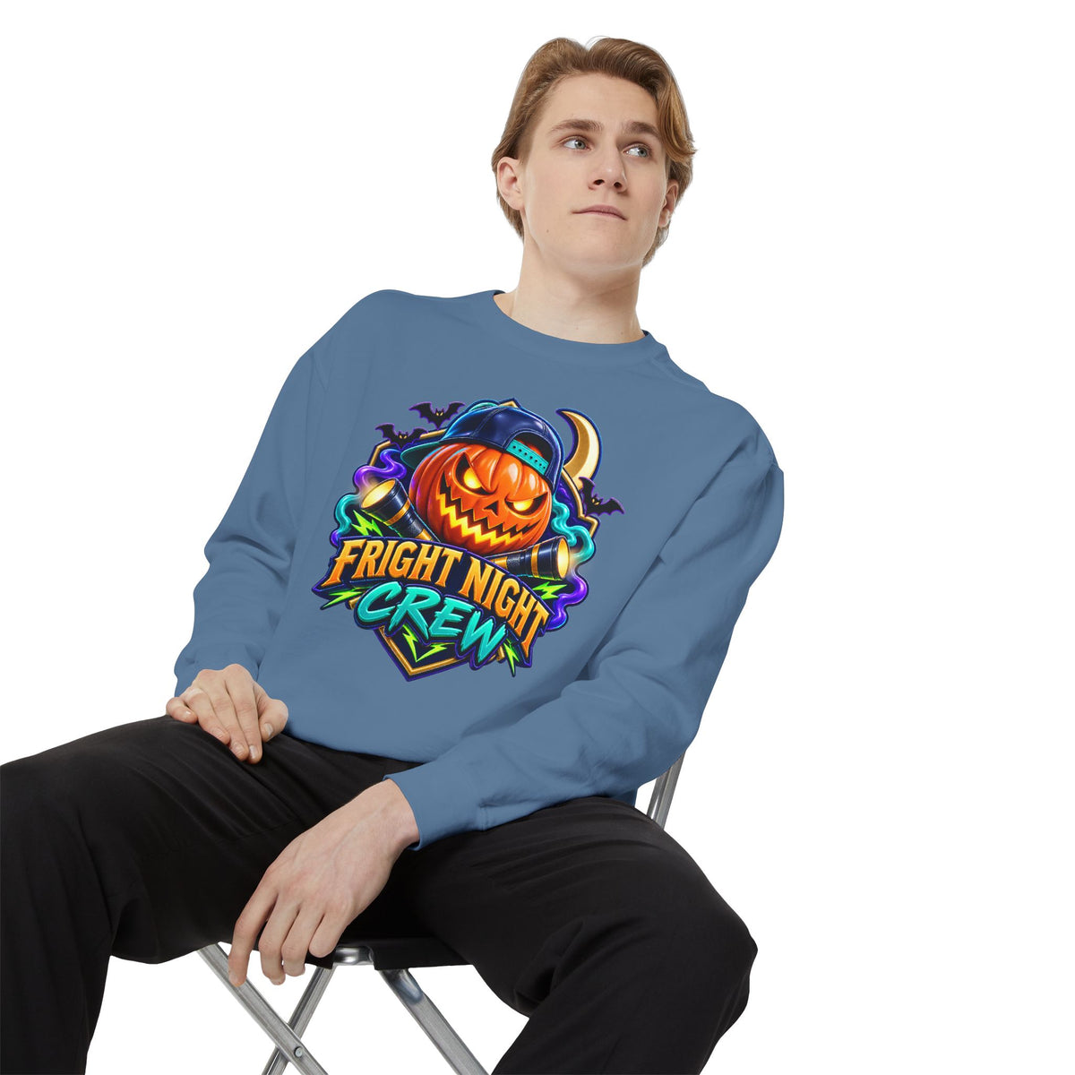 Fright Night Crew Halloween Sweatshirt 🎃 | Pumpkin Halloween Pullover