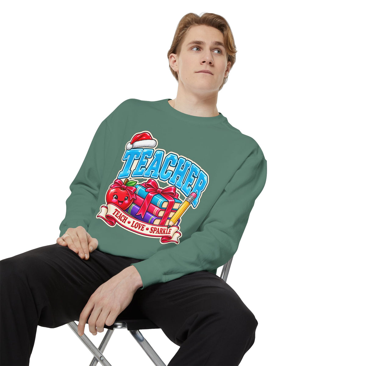 Teach • Love • Sparkle Christmas Teacher Sweatshirt