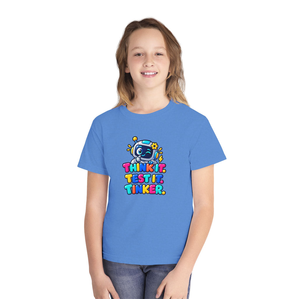 🤖 Think It. Test It. Tinker." Robot STEM Graphic Kids Tee