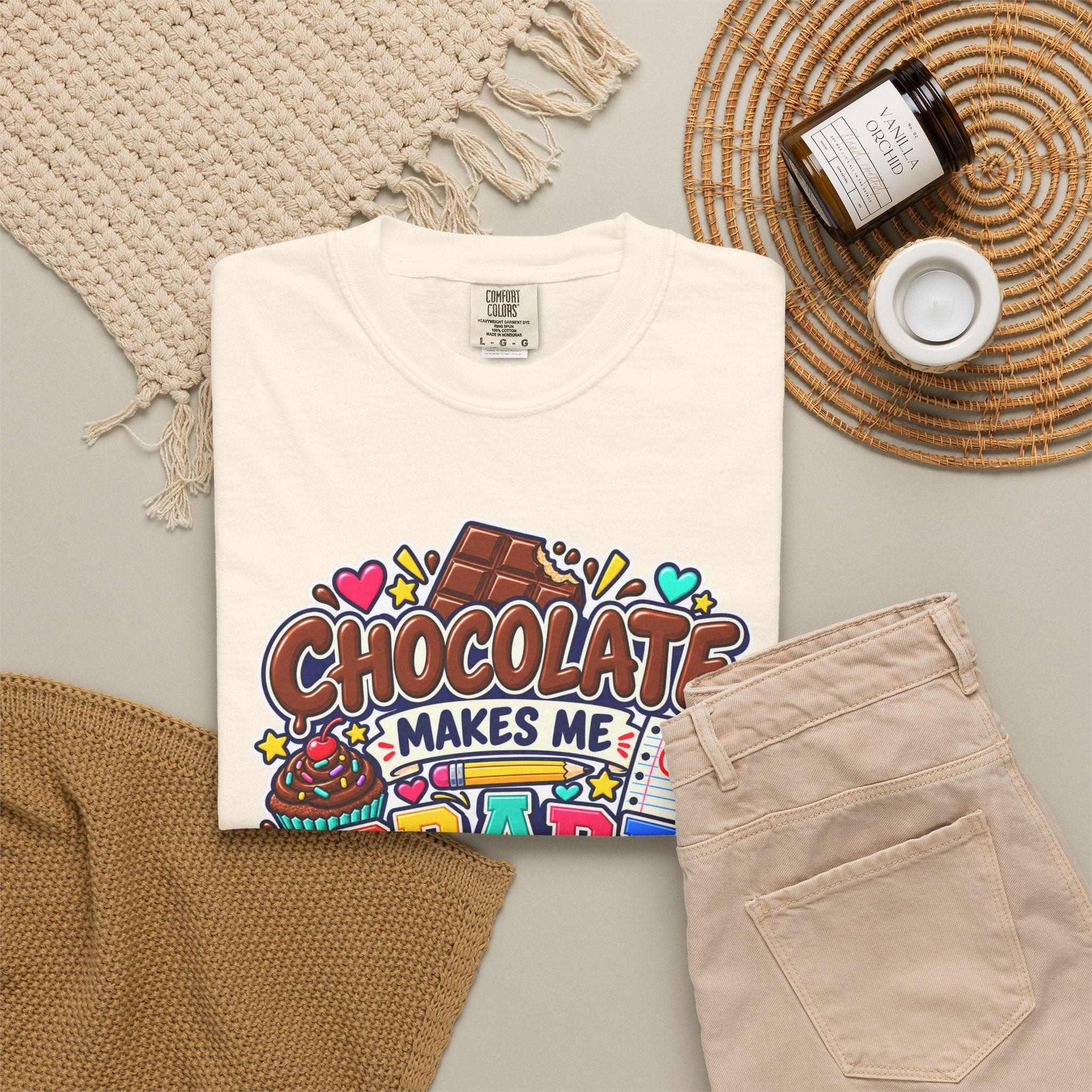 Chocolate Makes Me Grade Better Heavyweight Tee 🍫📚✏️