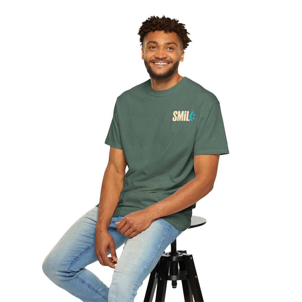 SMIL(: IT’S FREE. Charcoal & Plum Front-and-Back Tee