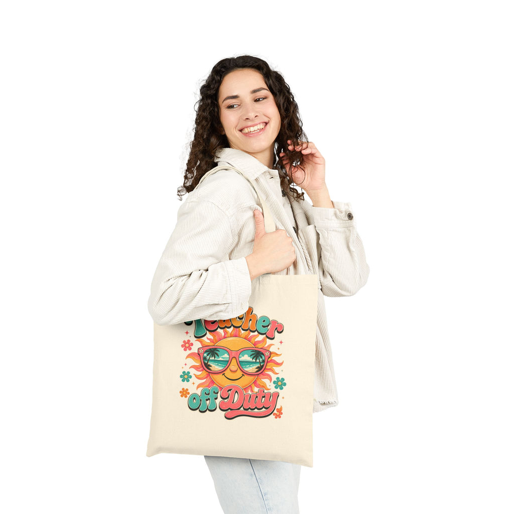 Teacher Off Duty Retro Sun Beach - Tote Bag (Teacher Gift, End of School)