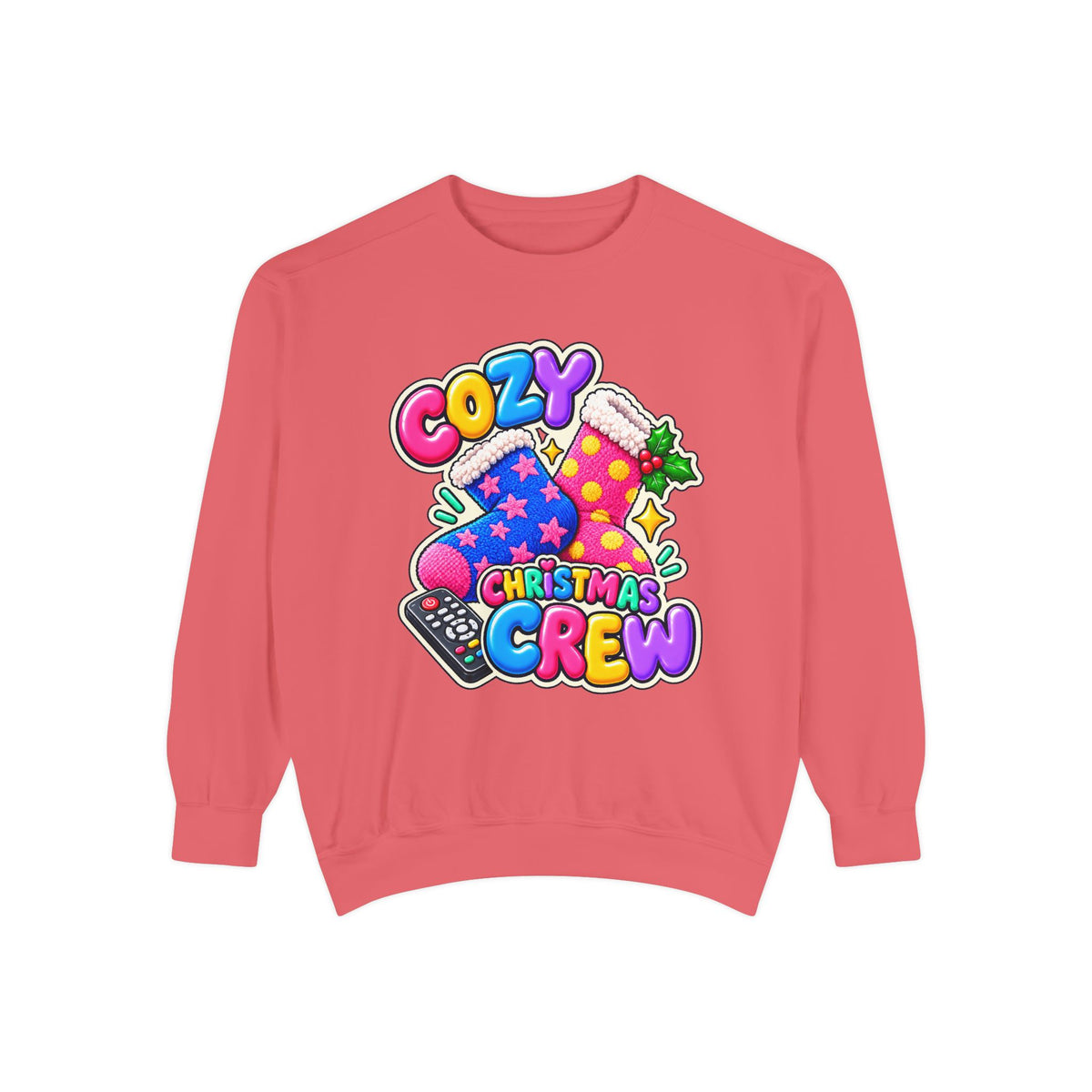 Cozy Christmas Crew Crewneck Sweatshirt 🧦🎄📺