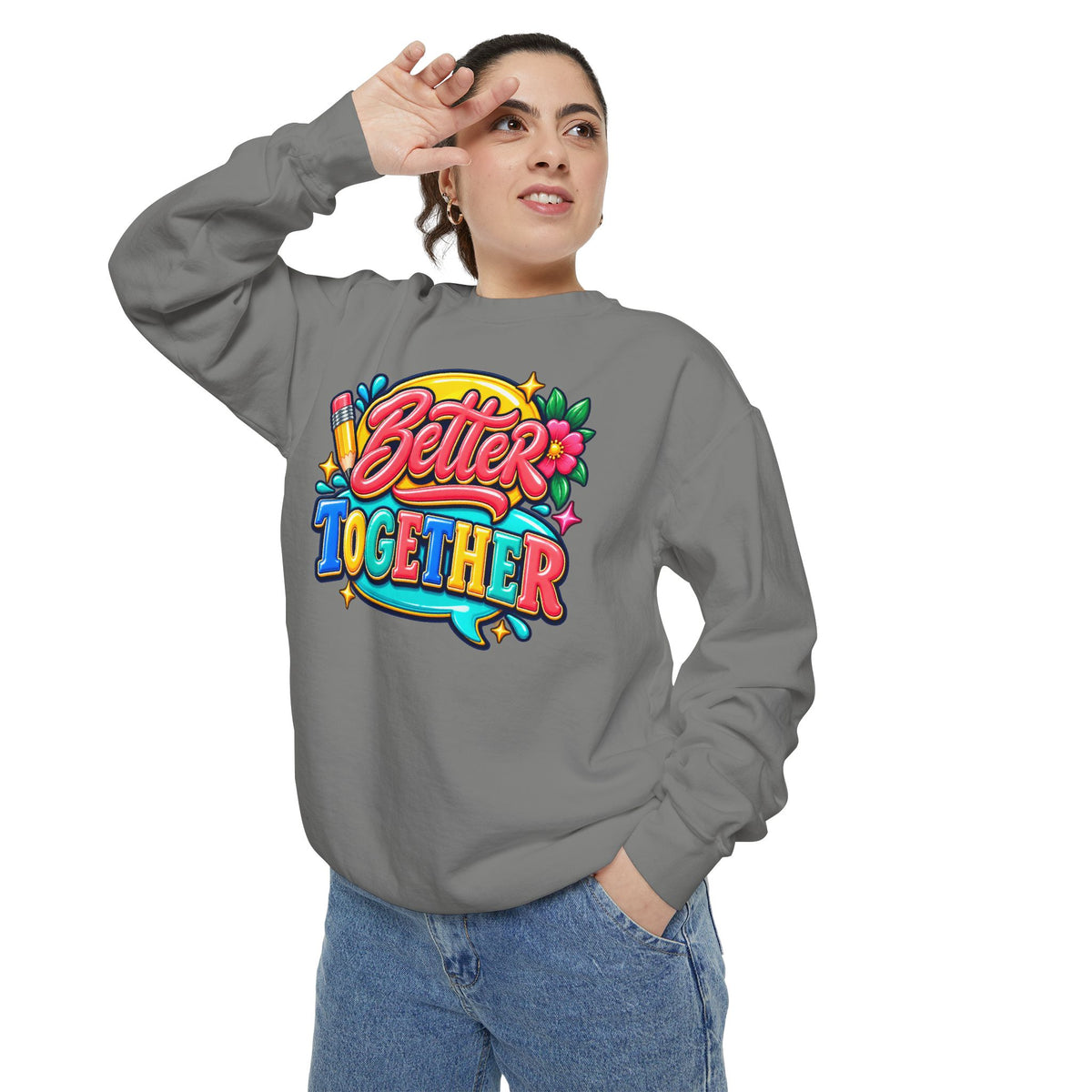Better Together Sweatshirt Colorful Retro Graphic Crewneck