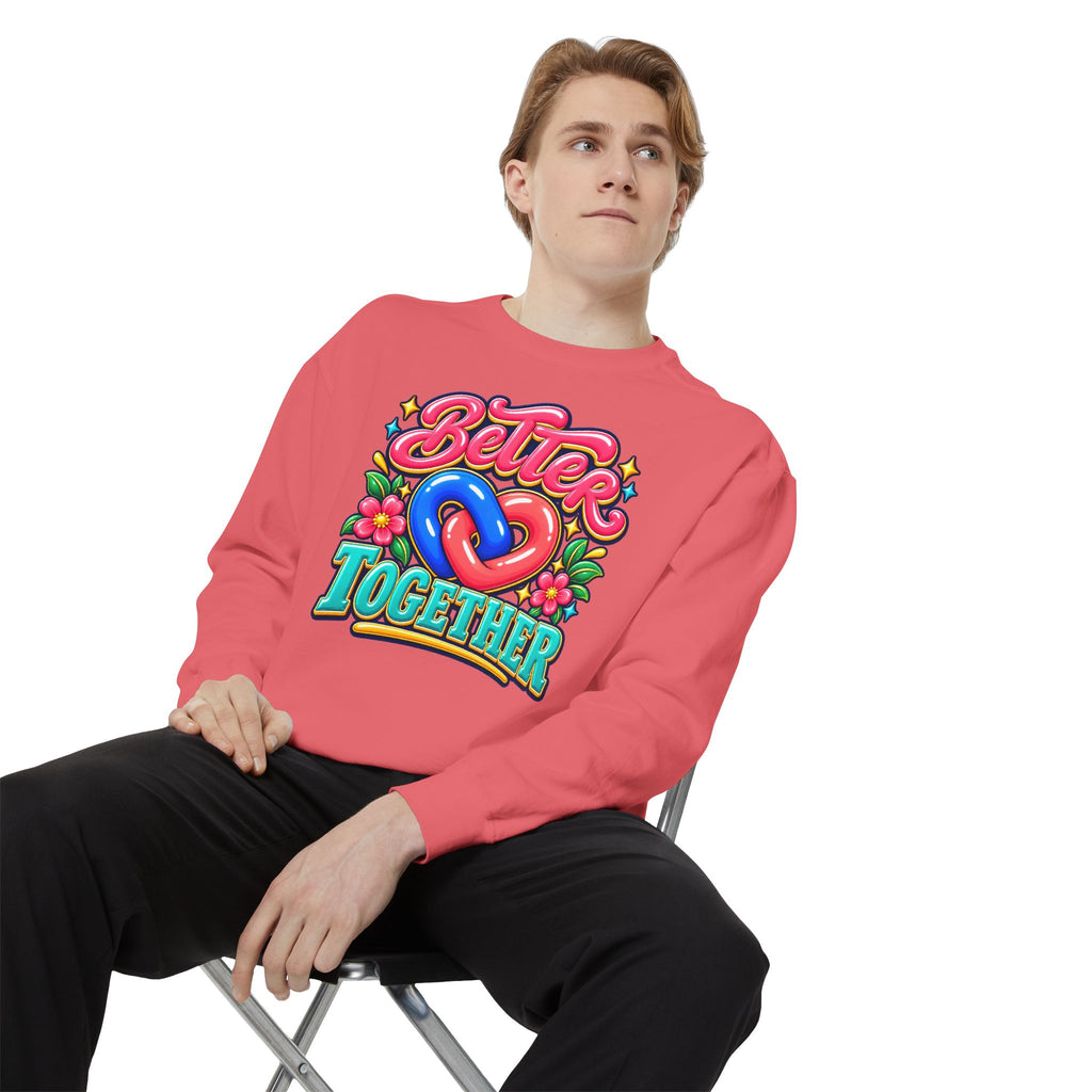 Better Together Heart Sweatshirt — Yellow & Aqua