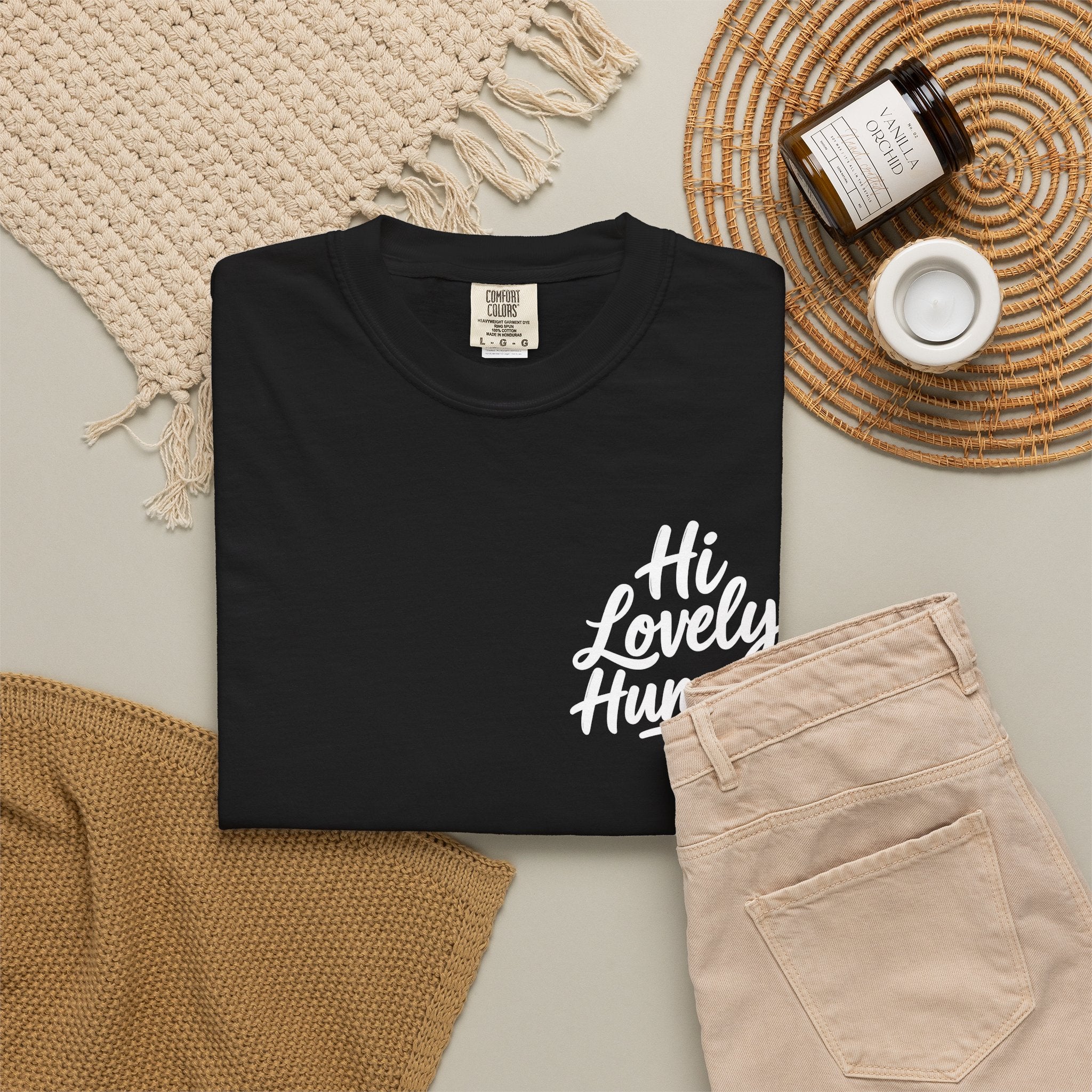 Hi Lovely Human — Inspirational Garment-Dyed Adult T-Shirt