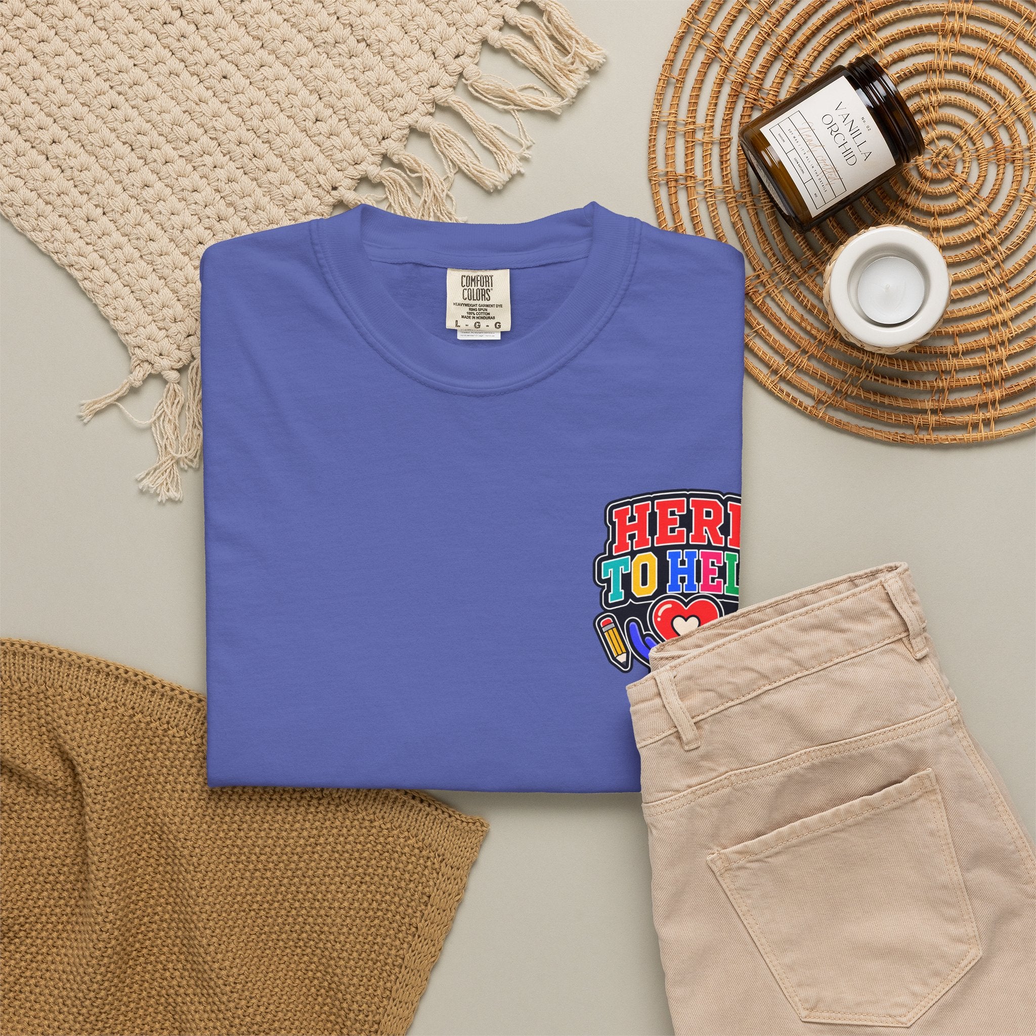 Here to Help School Support Staff Comfort Colors® Tee 🍎✏️