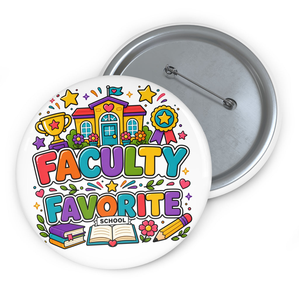 Faculty Favorite Pin, School Staff Appreciation Gift, 3 Inch Teacher Button
