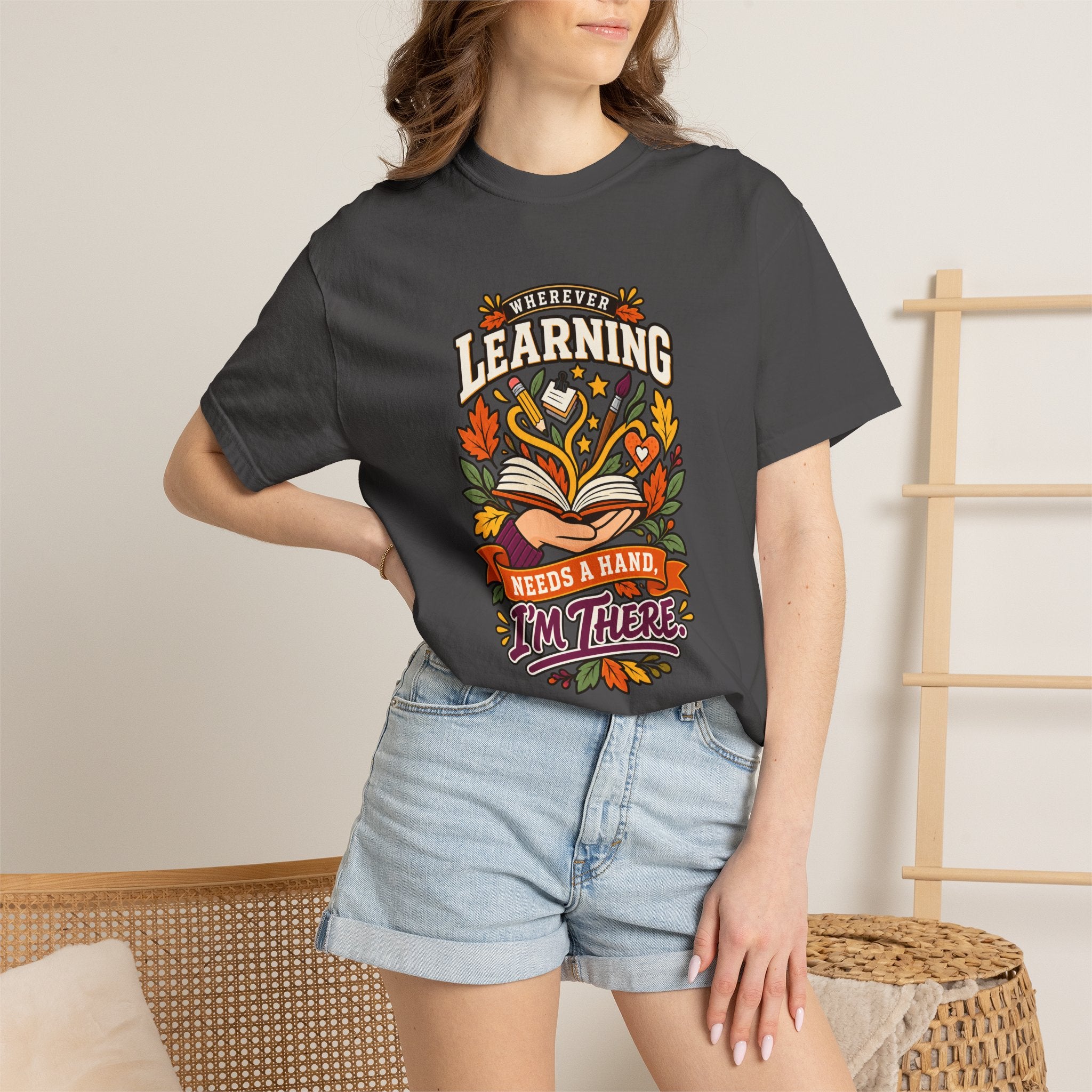 Wherever Learning Needs a Hand Teacher Heavyweight Tee 🍎📚