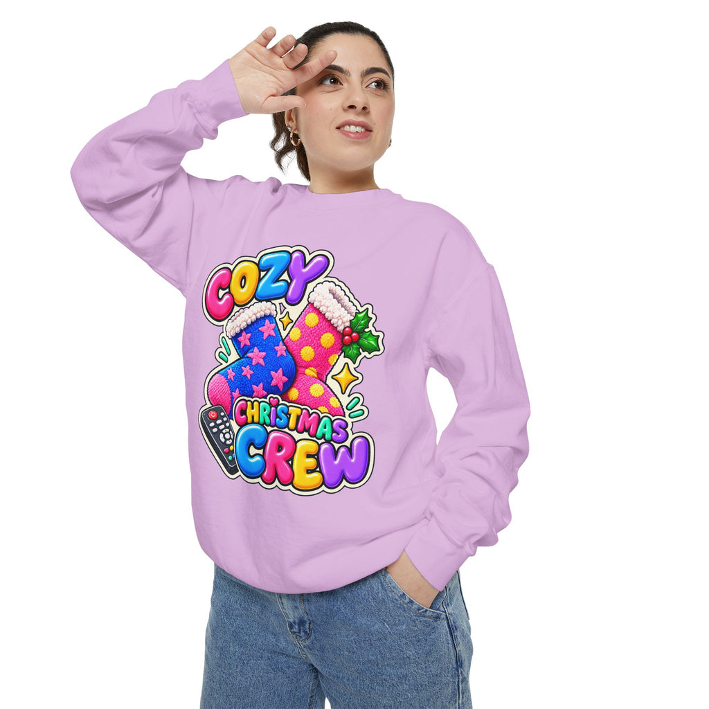 Cozy Christmas Crew Crewneck Sweatshirt 🧦🎄📺