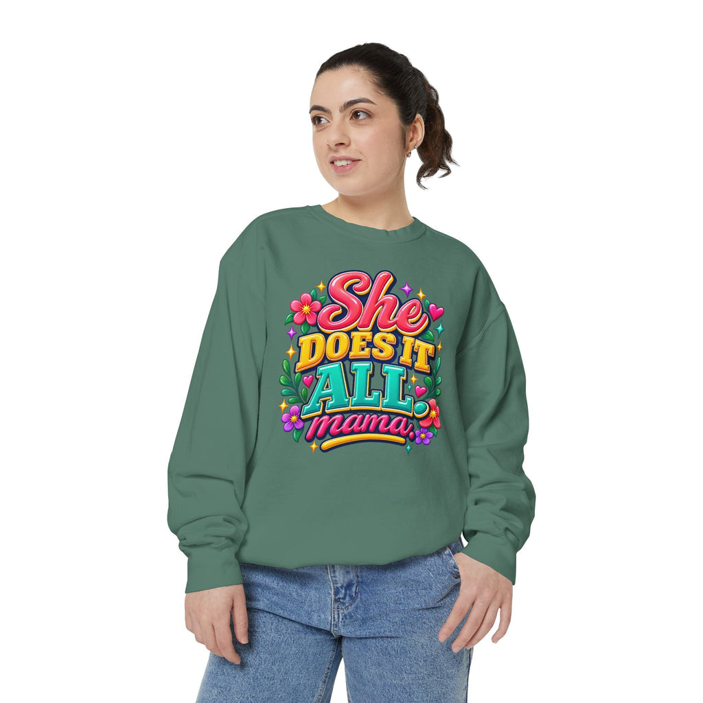 She Does It All Mama Sweatshirt — Floral Mom Appreciation Crewneck