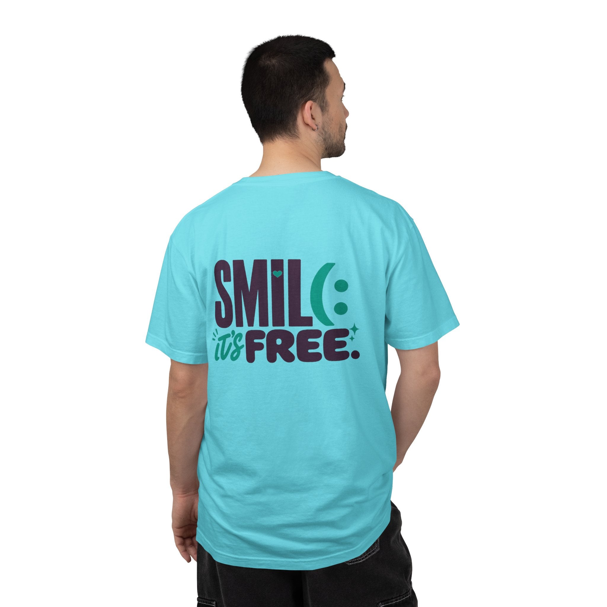 SMIL(: IT’S FREE. Front & Back Garment-Dyed Graphic Tee